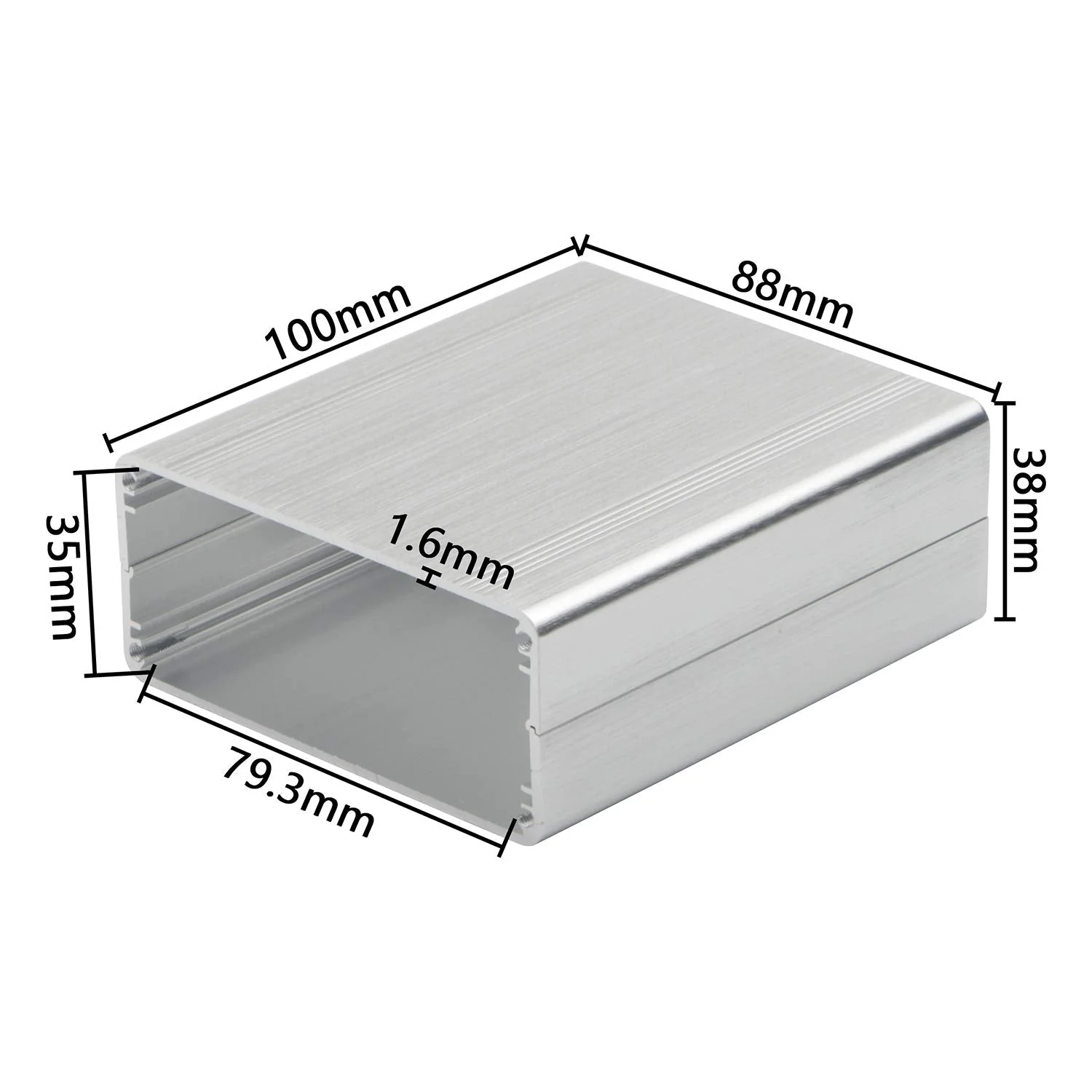 Unxuey Aluminum Case Silver Tone Project Box DIY Electronic Instruments Power Supply 100 x 88 x 38mm (L x W x H) - Image 2
