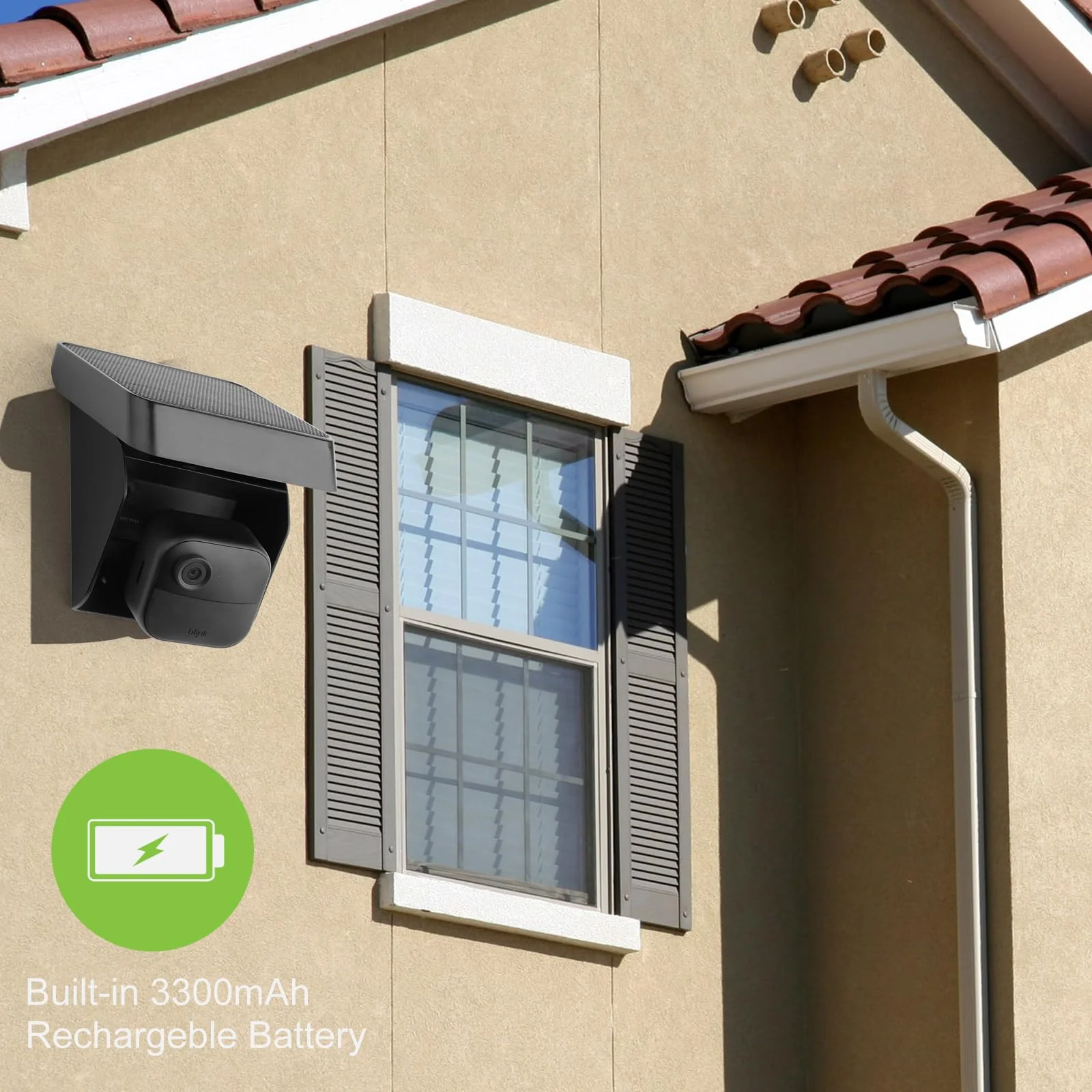 Uogw Solar Panel Charging Mount Compatible with Blink Outdoor 4 (4th Gen)/Blink Outdoor XT3/XT2/XT Camera,IP67 Weatherproof,Internal 3300mAh Battery Continuously for 365 Days-Upgrade Adjustment Angle - Image 2
