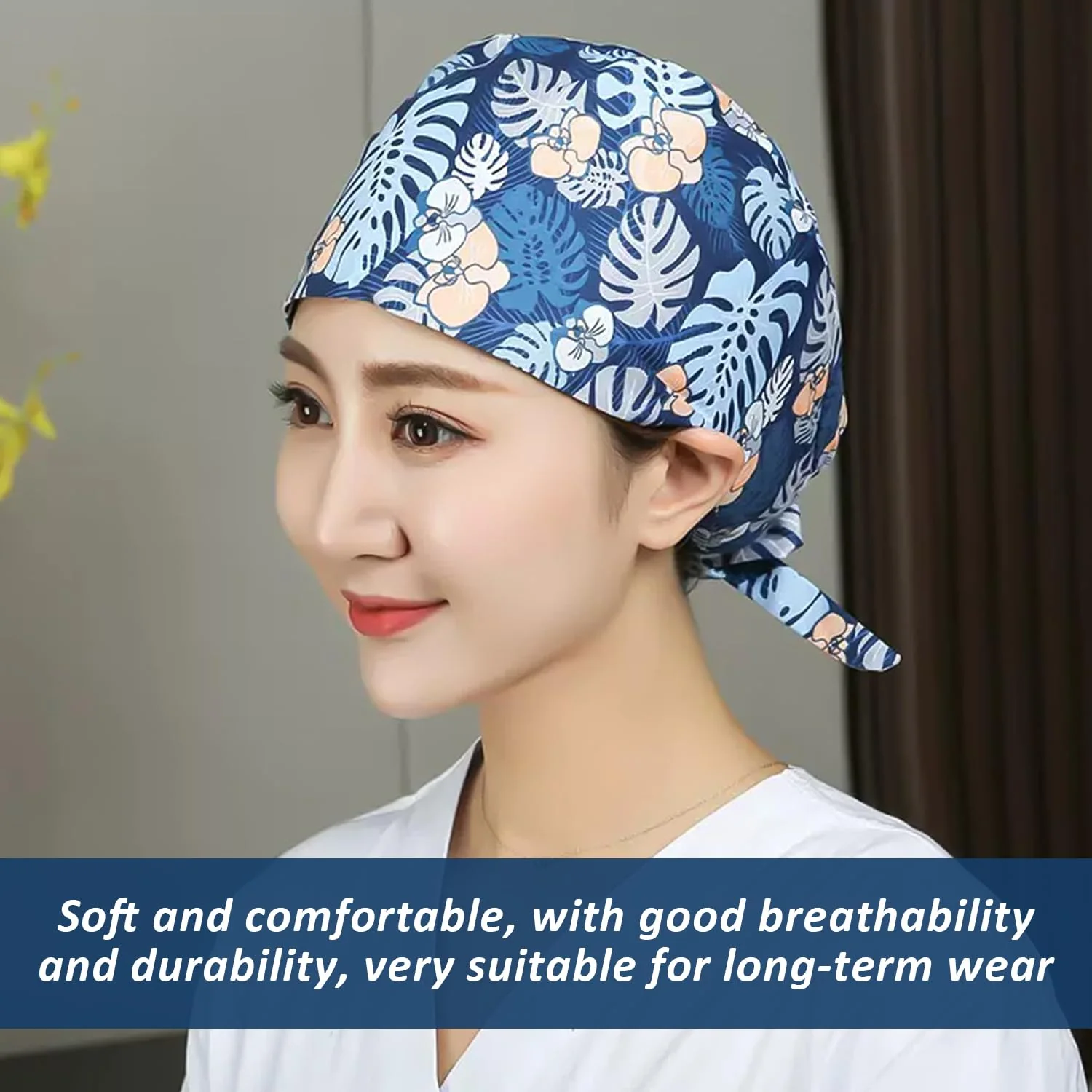 UOPJDD Pack of 2 Nurse Hat, Adjustable Headscarf Hat, Dustproof Hat, Suitable for Medical Supply, Housework, Gardening and Painting - Image 4