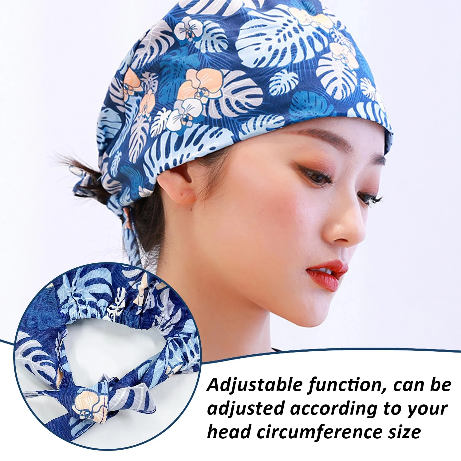UOPJDD Pack of 2 Nurse Hat, Adjustable Headscarf Hat, Dustproof Hat, Suitable for Medical Supply, Housework, Gardening and Painting - Image 5