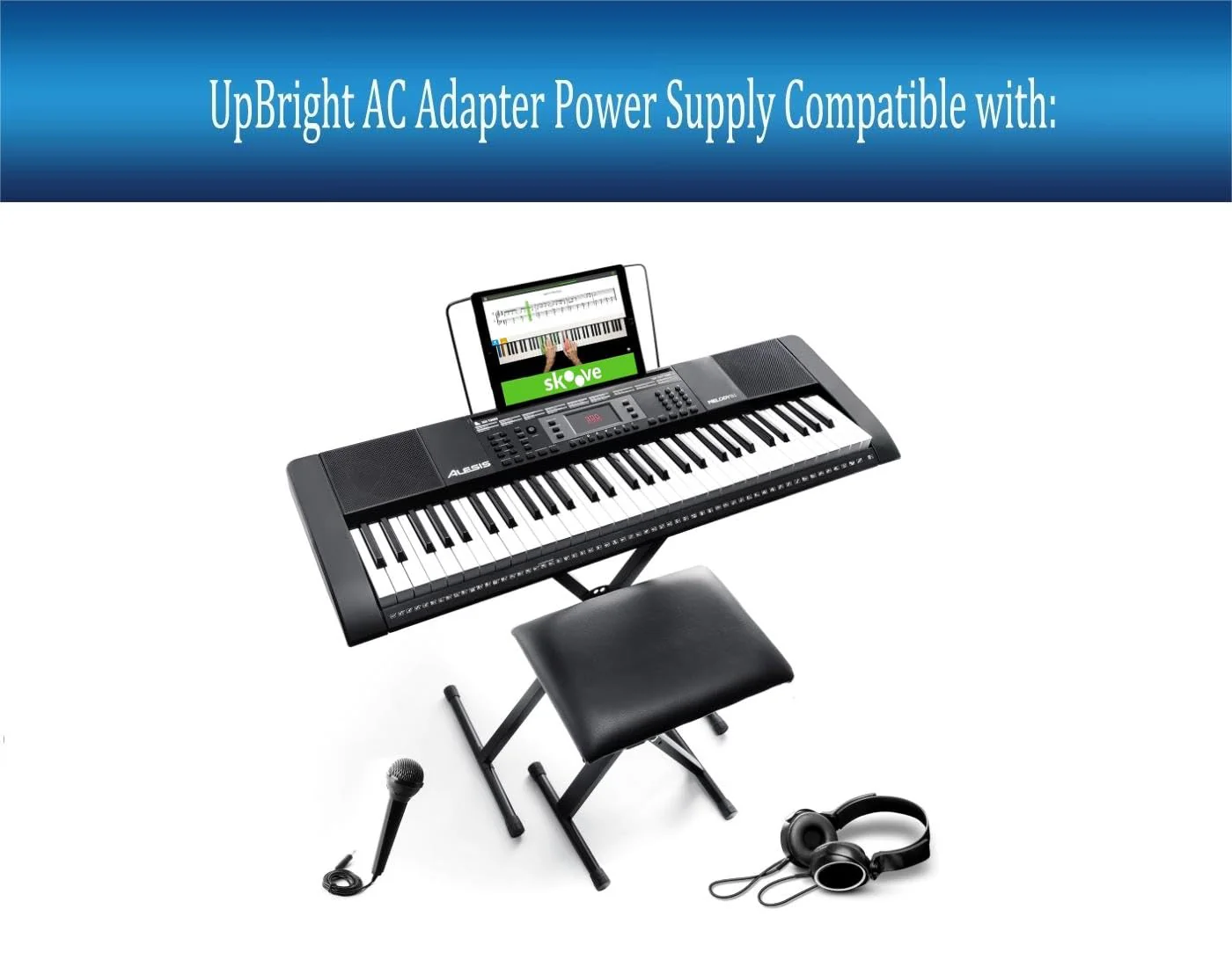 UpBright 9V AC/DC Adapter Compatible with Alesis Melody 61 MKII Melody61 61MKII 61-Key Portable Music Keyboard Digital Piano 9VDC 0.5A 1A 9.0V 500mA DC9V 1.0A 9 V 500 mA Power Supply Cord Charger PSU - Image 2