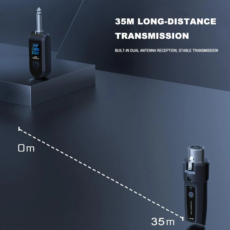 Upgrade 2.4GHZ Wireless XLR Transmitter and Receiver, Built-in Rechargeable Lithium Battery for Dynamic Microphone,Audio Mixer,Electric Guitar Bass (1 Receive + 2transmit) 1 receive + 2transmit - Image 5