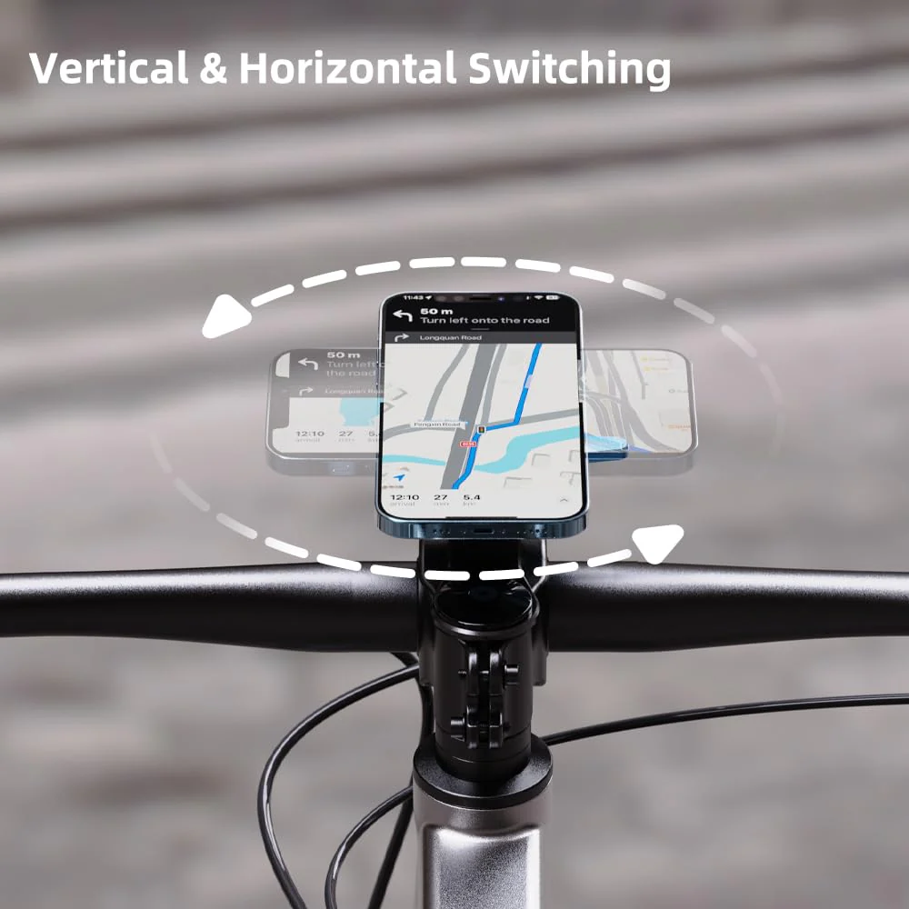 Upgrade Bike Phone Mount, Magnetic Cell Phone Clip for Bicycle/Scooter Handlebar Compatible with iPhone 15/14/13 Pro Max, Samsung and More (Black&Blue-01) Black&Blue-01 - Image 2