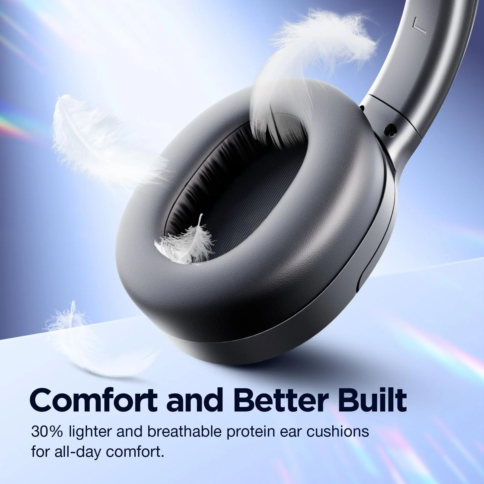 Upgrade Pro‑level Hybrid Active Noise Cancelling Headphones with HD Sound, Wireless Bluetooth Headphones Over The Ear Unequaled Comfort, Vivid Deep Bass, for Home Office Travel Birthday Gift, Black - Image 6