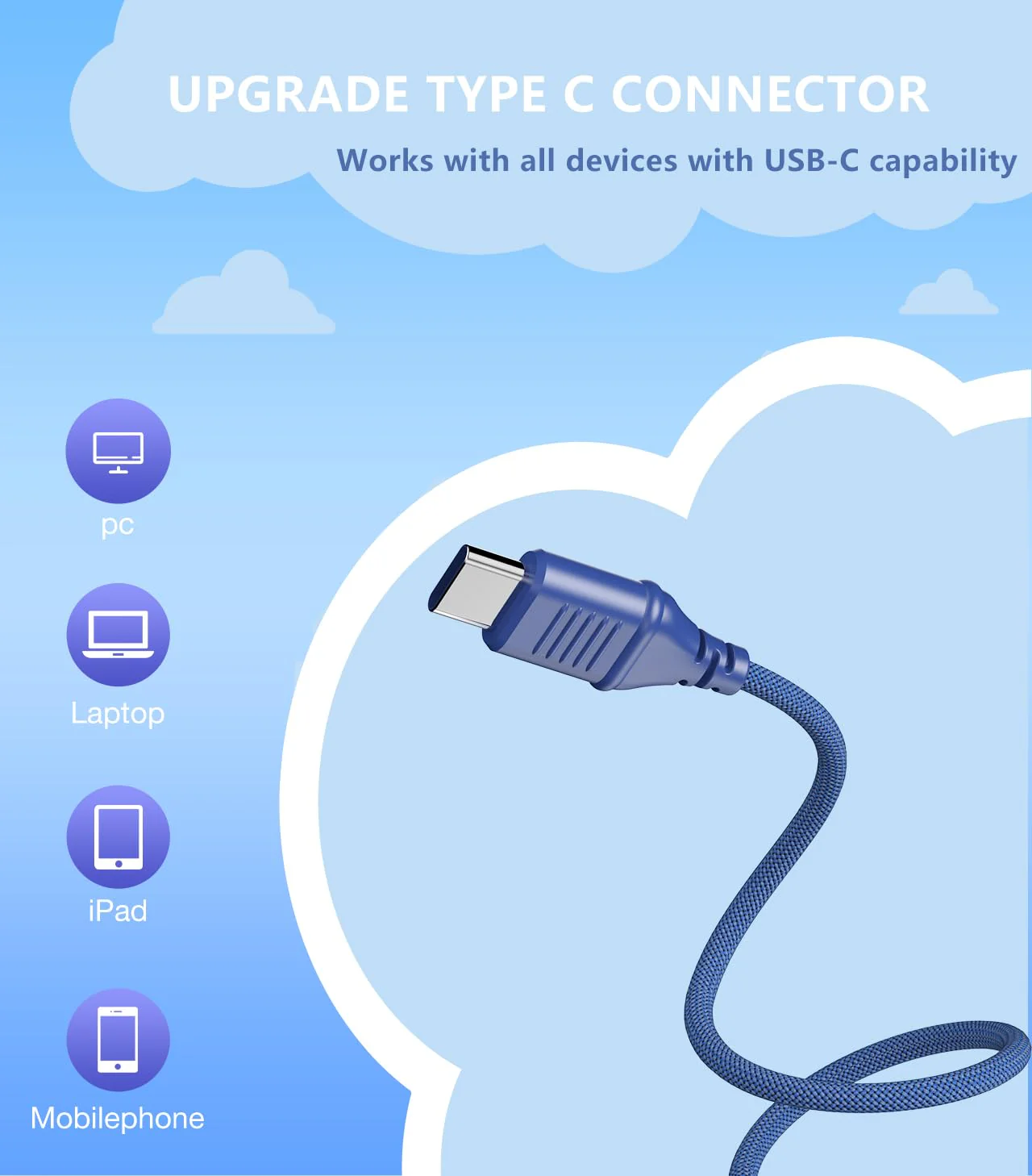 Upgrade USB Type C Kids Headphone for School, 94dB Safe Volume Limited, HD Stereo Sound, Foldable Lightweight On-Ear Headphones for Boys/Girls/Students/Tablet/Travel (Dark Blue) Dark Blue - Image 2