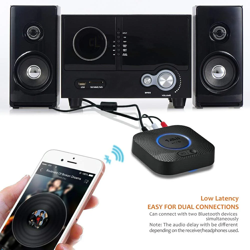 [Upgraded] 1Mii B06 Plus Bluetooth Receiver, HiFi Wireless Audio Adapter, Bluetooth 5.0 Receiver with 3D Surround aptX Low Latency for Home Music Streaming Stereo System Black - Image 3