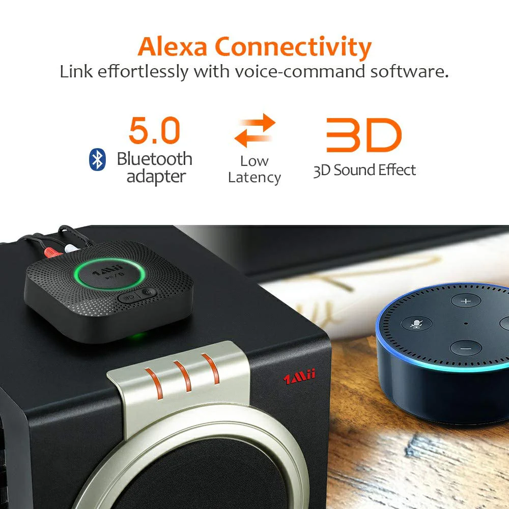 [Upgraded] 1Mii B06 Plus Bluetooth Receiver, HiFi Wireless Audio Adapter, Bluetooth 5.0 Receiver with 3D Surround aptX Low Latency for Home Music Streaming Stereo System Black - Image 4