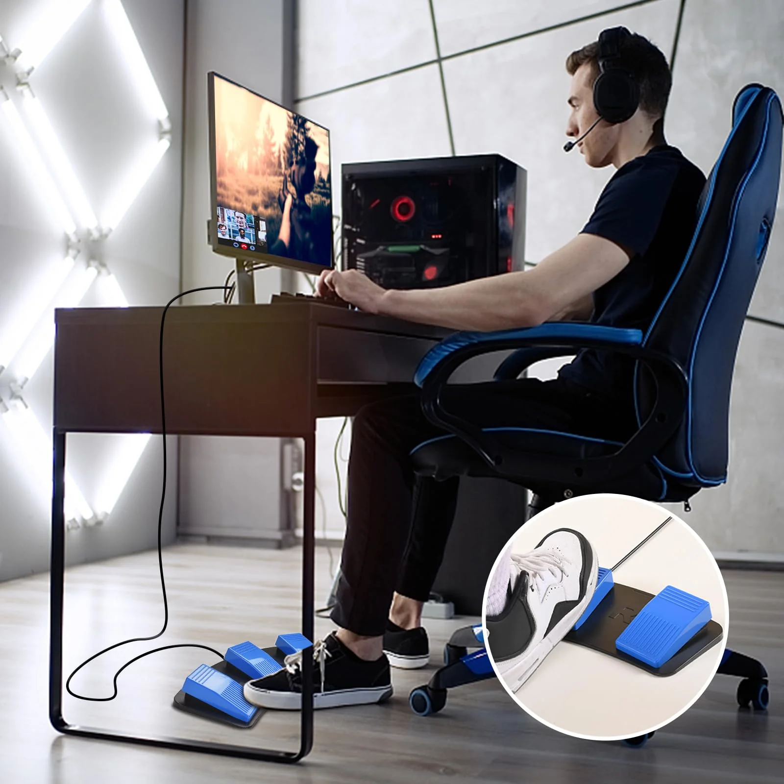 Upgraded Digital Optical iKKEGOL USB Foot Pedal, USB Tripe Foot Switch Game Control, 3 Keys Programmable Footswitch Mouse Keyboard for Video Game Push to Talk, Transcription HID (Triple Pedal) Triple Pedal - Image 7