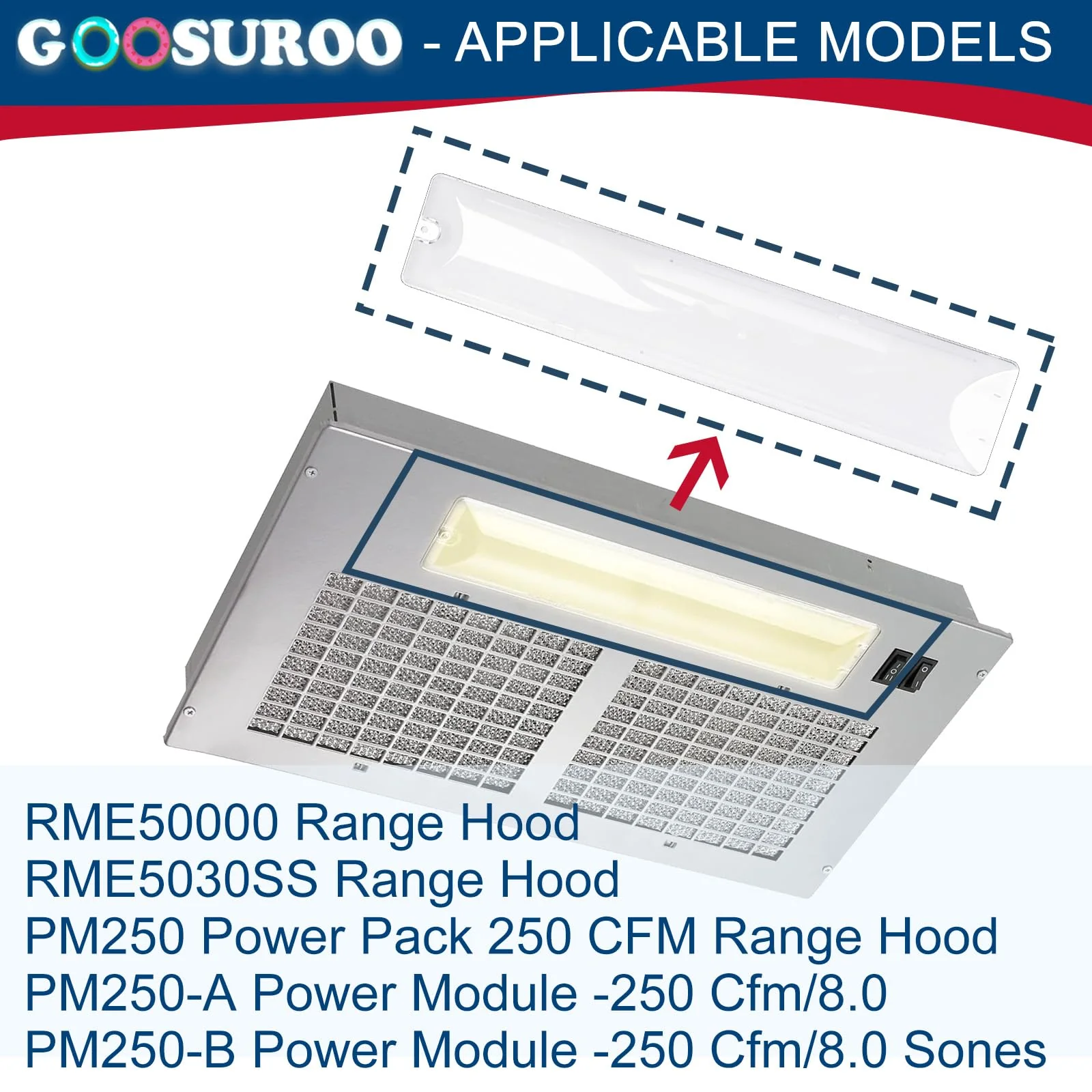 【Upgraded】GOOSUROO SB03294757 Range Hood Light Lens Cover Replacement for Broan Range Hood Parts RME50000 PM250,1 PACK - Image 4