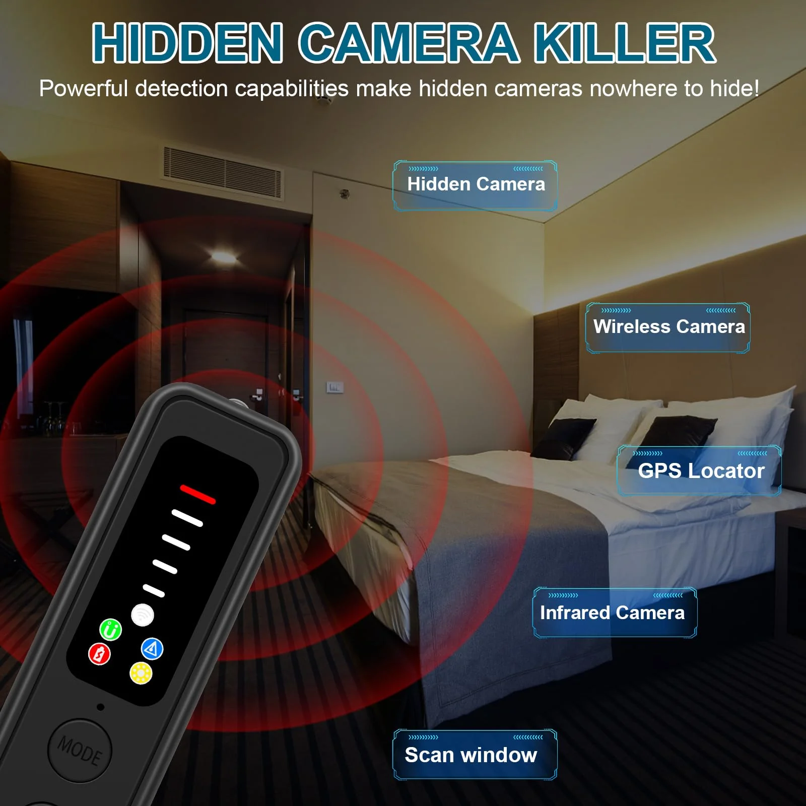 Upgraded Hidden Camera Detector - Anti-Spy Device, GPS Tracker & Bug Detector, Portable RF Signal Scanner for Hotels, Travel, Home & Office - Image 2