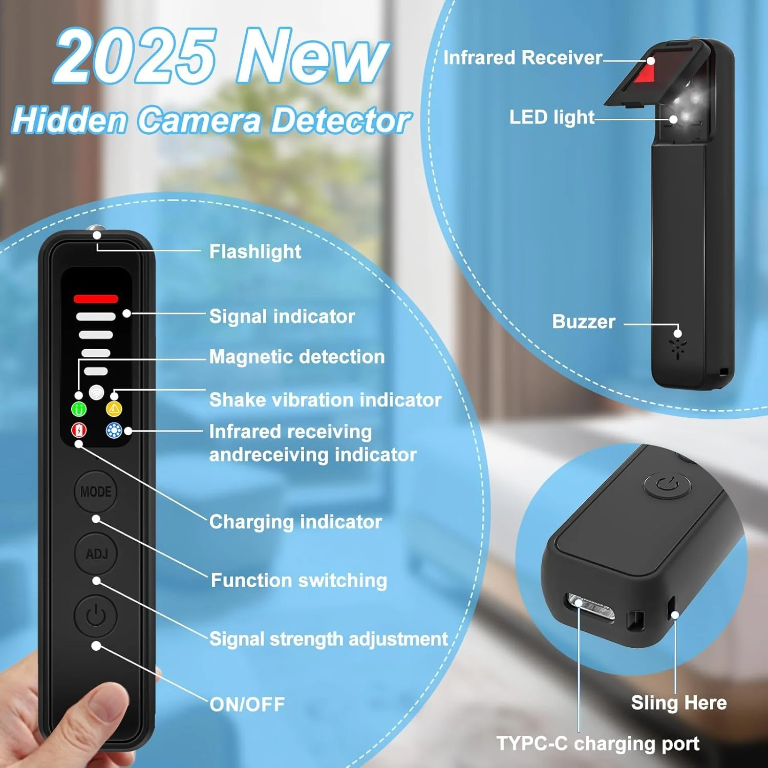 Upgraded Hidden Camera Detector - Anti-Spy Device, GPS Tracker & Bug Detector, Portable RF Signal Scanner for Hotels, Travel, Home & Office - Image 7