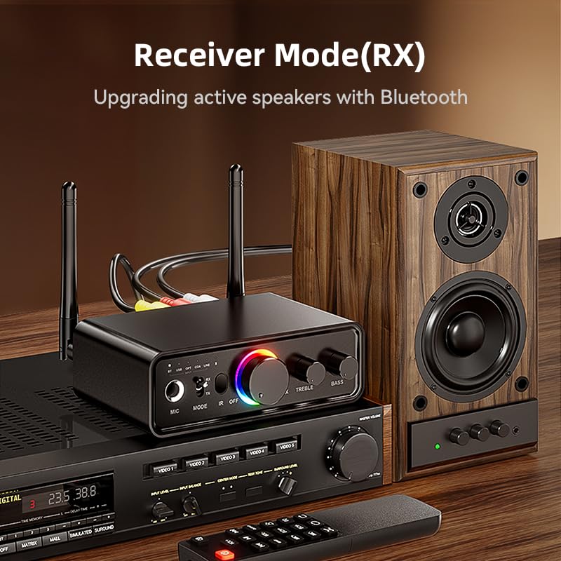 Upgraded M18 Bluetooth 5.3 Audio Receiver Transmitter for Home Stereo TV, HiFi Wireless Bluetooth Low Latency Audio Adapter, Supports USB, RCA, 3.5 mm AUX, DAC, Coaxial, Optical Input/Output - Image 5