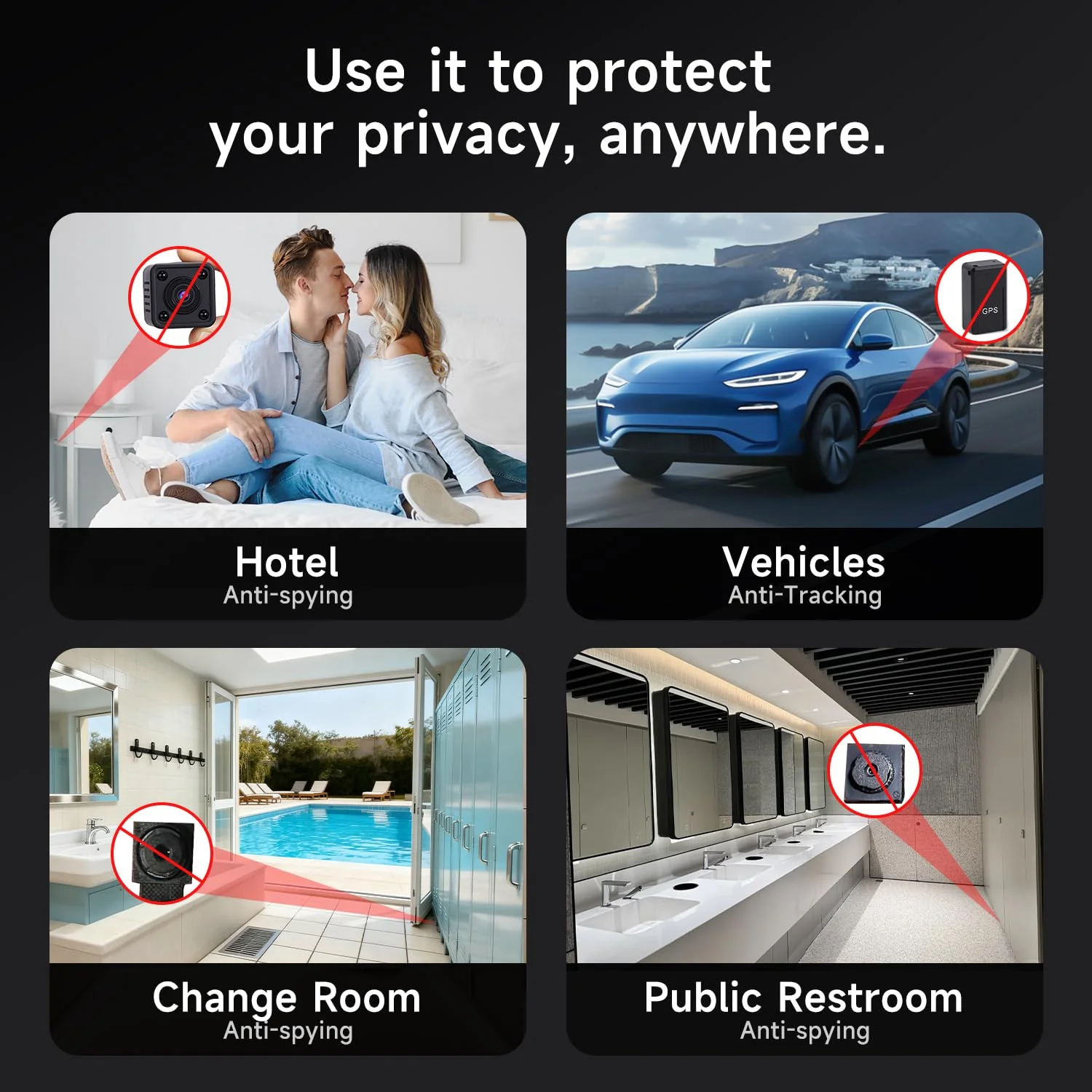 Upgraded Multi-Function Hidden Camera Detector - Precision Detection, GPS Tracker Detector, Anti-Spy RF Detector & Camera Finder for Airbnb, Hotels, Travel, and Fitting Rooms Black - Image 4