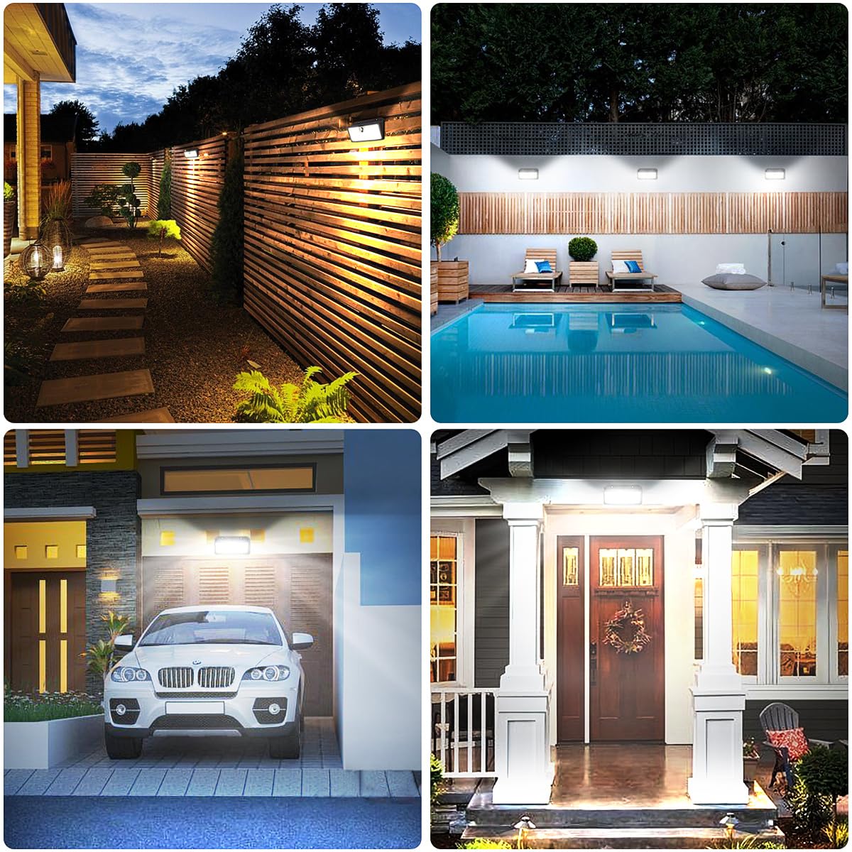 Upgraded Solar Lights Outdoor, 2 Pack 418 LED Motion Sensor Outdoor Lights, 3 Modes Security Light, IP65 Waterproof Solar Powered Wall Light for Outside Yard Garage Deck Fence - Image 6