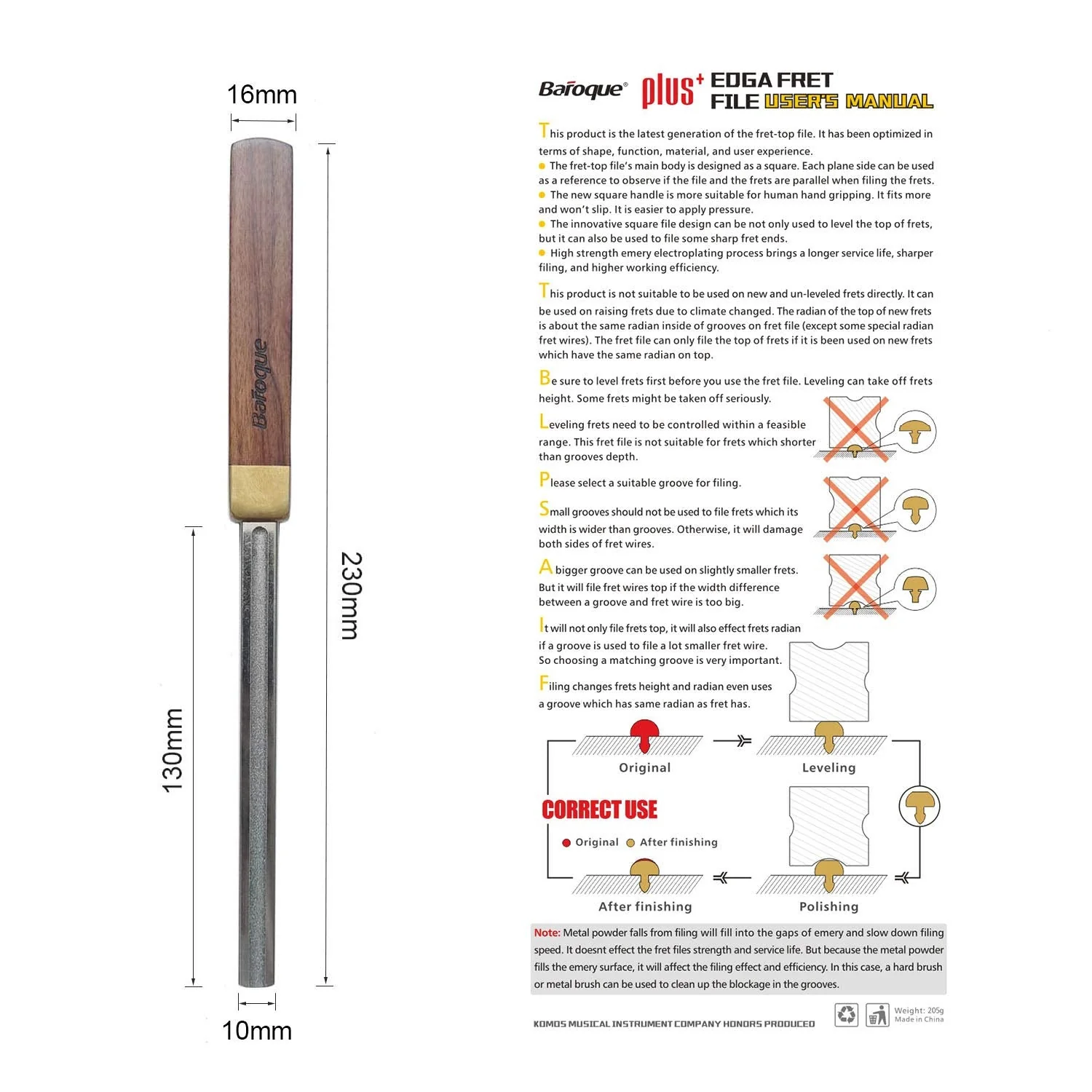 Upgrated Baroque Guitar Fret Crowning&Edge Dressing File 3 Slots Size & 1 full Grit Side Improved 4th Generation Repair Luthier Tools for Guitars,Ukulele,Bass,Banjo,Mandolin etc (4th Generation File) 4th Generation File - Image 7
