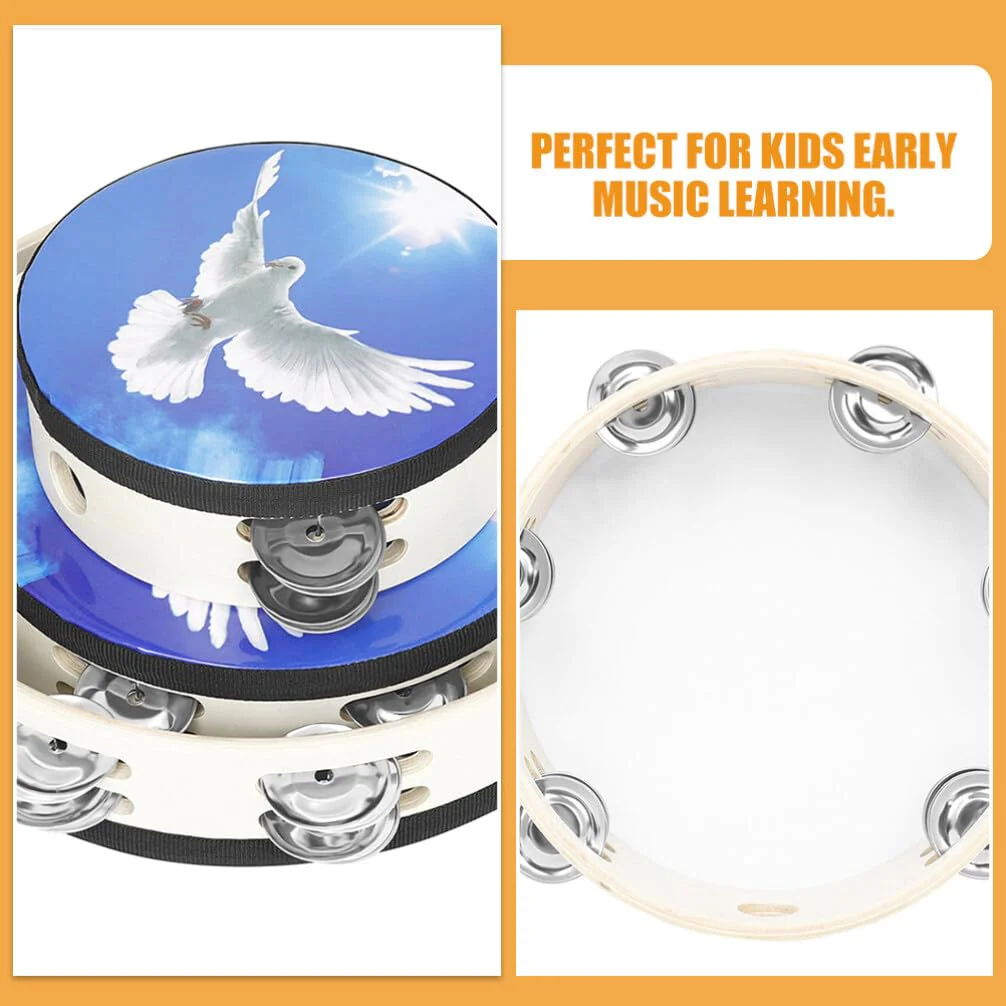 UPKOCH 3pcs Kids & Adult Tambourine Set -6'',8'', 10" Handheld Percussion Instruments with Double Row Jingle, Perfect for Beginners, Music Classes, and Parties - Image 5