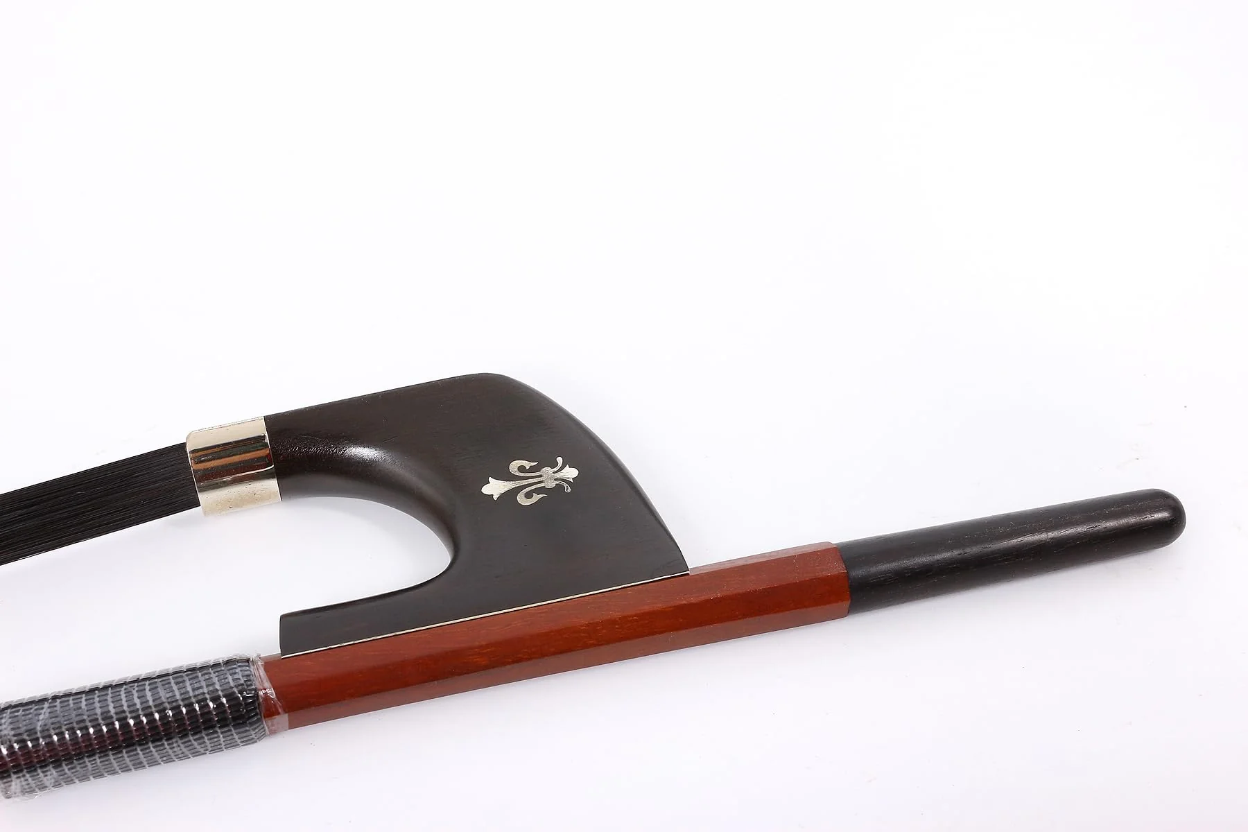 Upright Double Bass German Bow 3/4 size Powerful Sound Black Natural Mongolia Horse Hair Brazilwood stick Well balance Ebony frog Nice shell inlay(black hair) black hair - Image 3