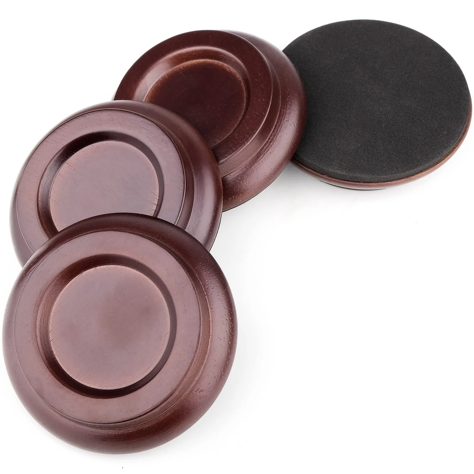 Upright Piano Caster Cups,Eison Solid Sapeliwood Piano Caster Piano Leg Floor Protectors with Non-Slip & Anti-Noise Foam for Hardwood Floor (Dark Brown) Dark Brown - Image 2