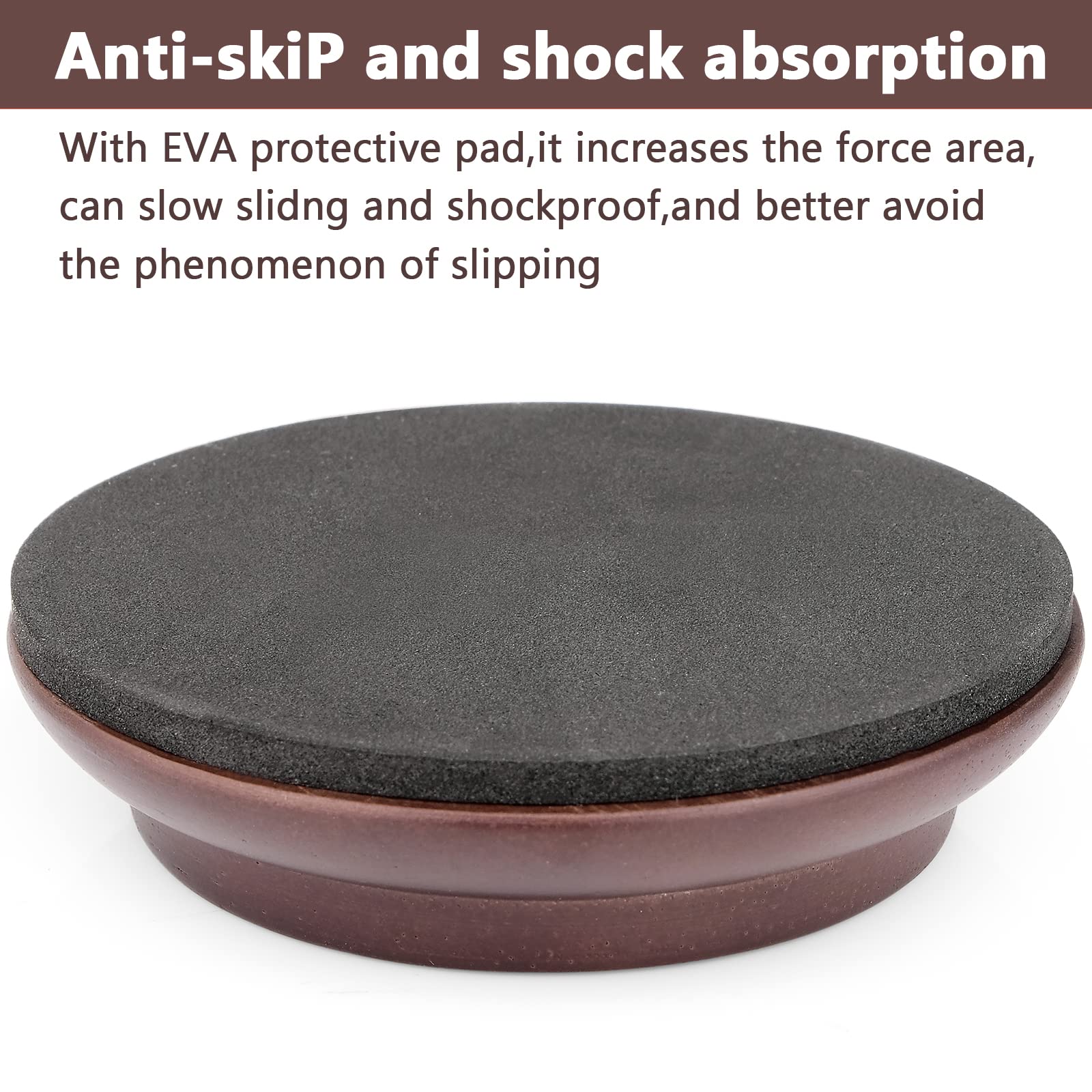 Upright Piano Caster Cups,Eison Solid Sapeliwood Piano Caster Piano Leg Floor Protectors with Non-Slip & Anti-Noise Foam for Hardwood Floor (Dark Brown) Dark Brown - Image 4