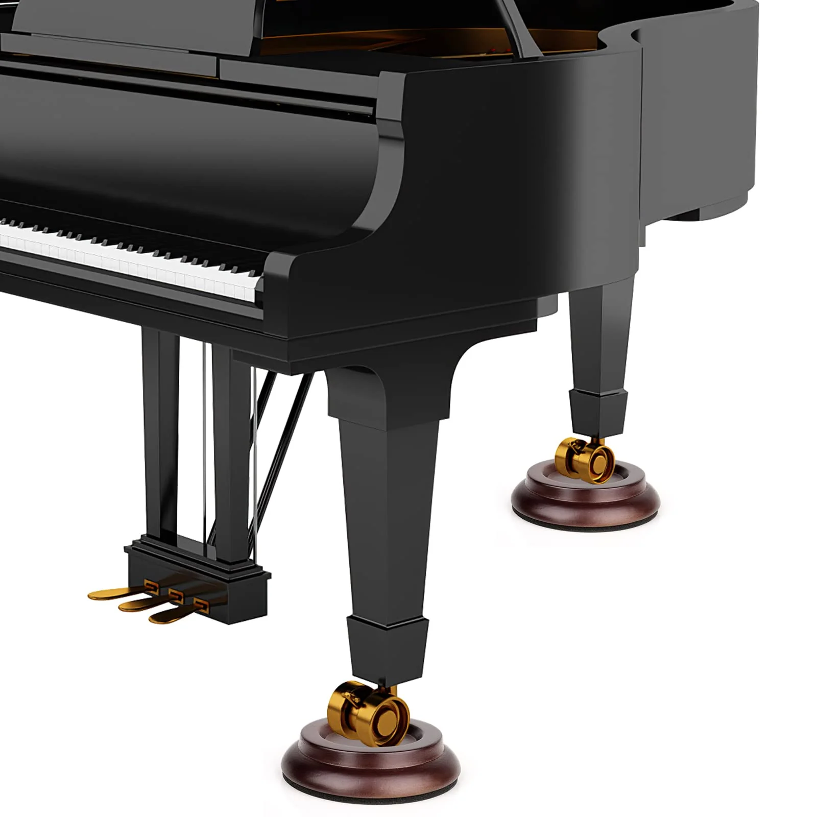 Upright Piano Caster Cups,Eison Solid Sapeliwood Piano Caster Piano Leg Floor Protectors with Non-Slip & Anti-Noise Foam for Hardwood Floor (Dark Brown) Dark Brown - Image 5