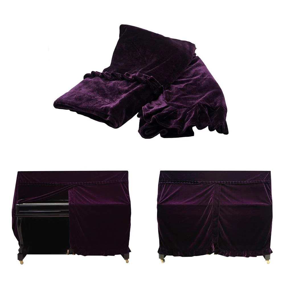 Upright Piano Cover, Colorfast Pleuche Full Piano Dust Proof Decorated Cover(Purple) - Image 4