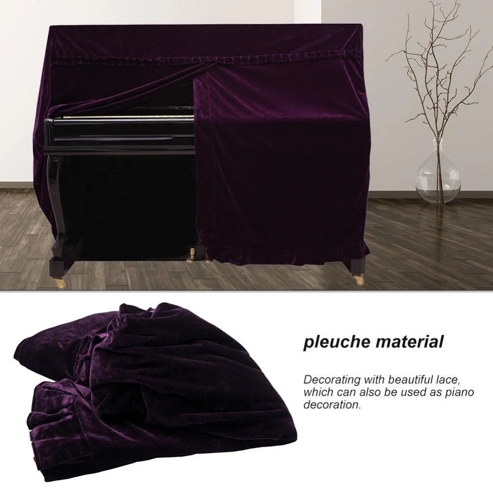 Upright Piano Cover, Colorfast Pleuche Full Piano Dust Proof Decorated Cover(Purple) - Image 5