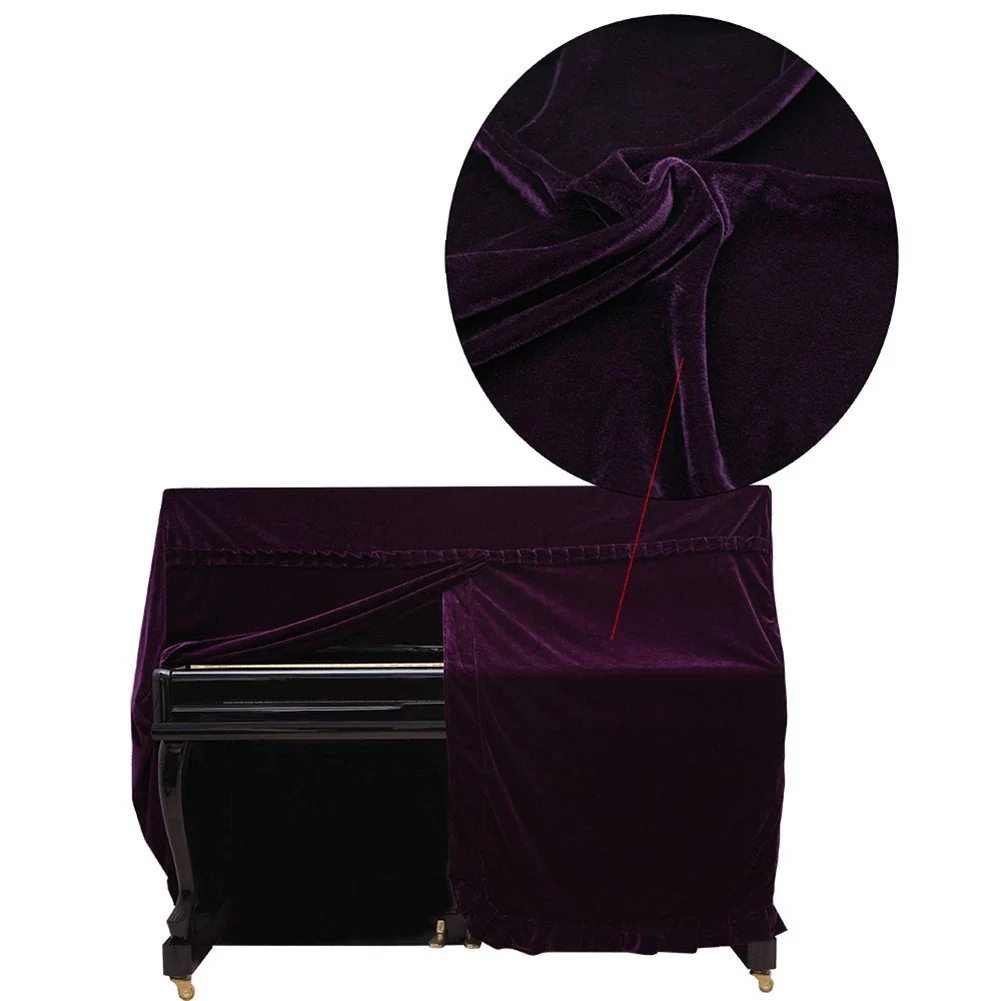 Upright Piano Cover, Colorfast Pleuche Full Piano Dust Proof Decorated Cover(Purple) - Image 7