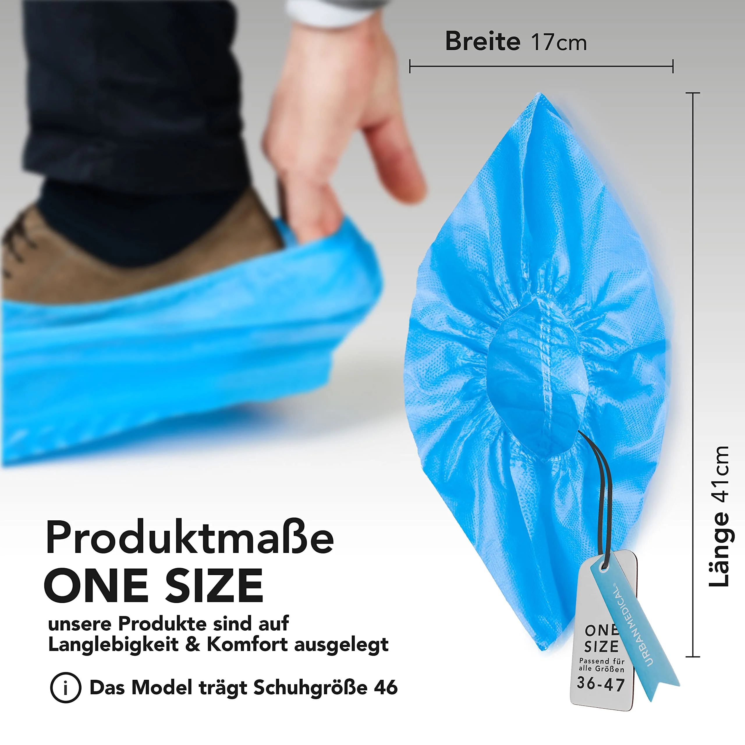URBAN MEDICAL 100 x Breathable 6 g Disposable / Reusable Shoe Covers with Non-Slip Sole - Safe Step - Tear-Resistant and Puncture Proof - Overshoes for Indoor and Outdoor Use - One Size - Image 3