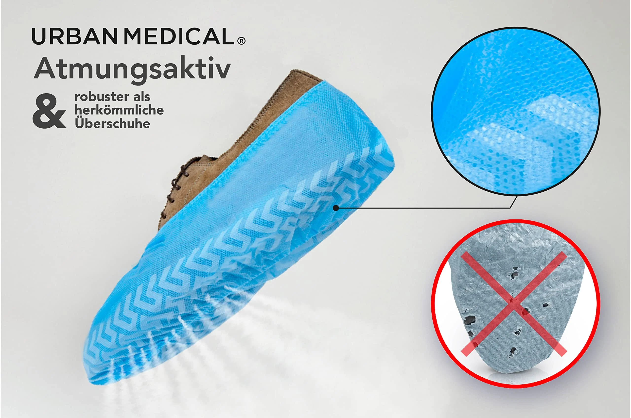 URBAN MEDICAL 100 x Breathable 6 g Disposable / Reusable Shoe Covers with Non-Slip Sole - Safe Step - Tear-Resistant and Puncture Proof - Overshoes for Indoor and Outdoor Use - One Size - Image 5
