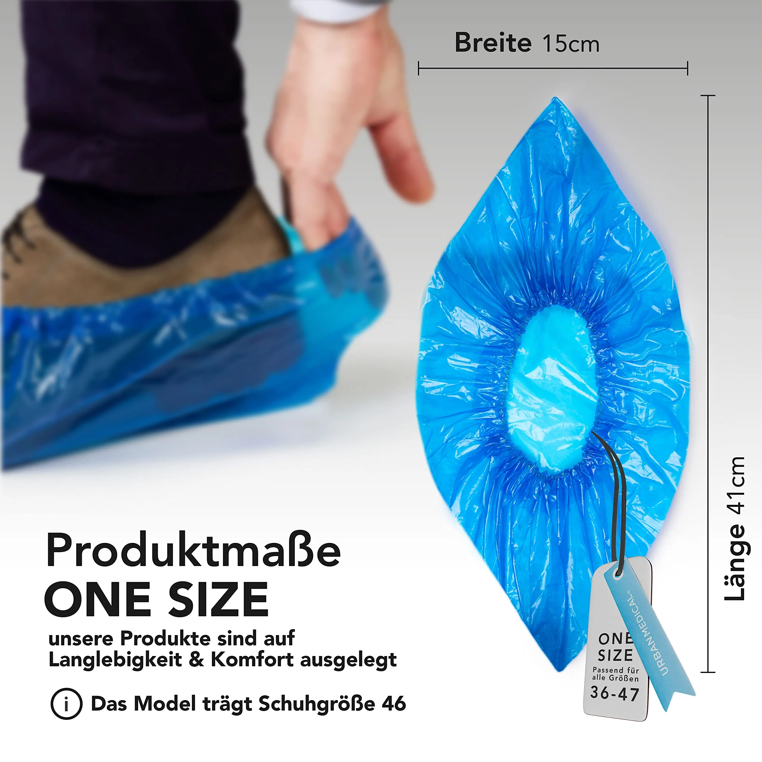URBAN MEDICAL 100 x Waterproof 5.5 g Disposable / Reusable Shoe Covers - Solid Dry - Tear-Resistant & Puncture Proof - Overshoes for Indoor and Outdoor Use - One Size - Image 3