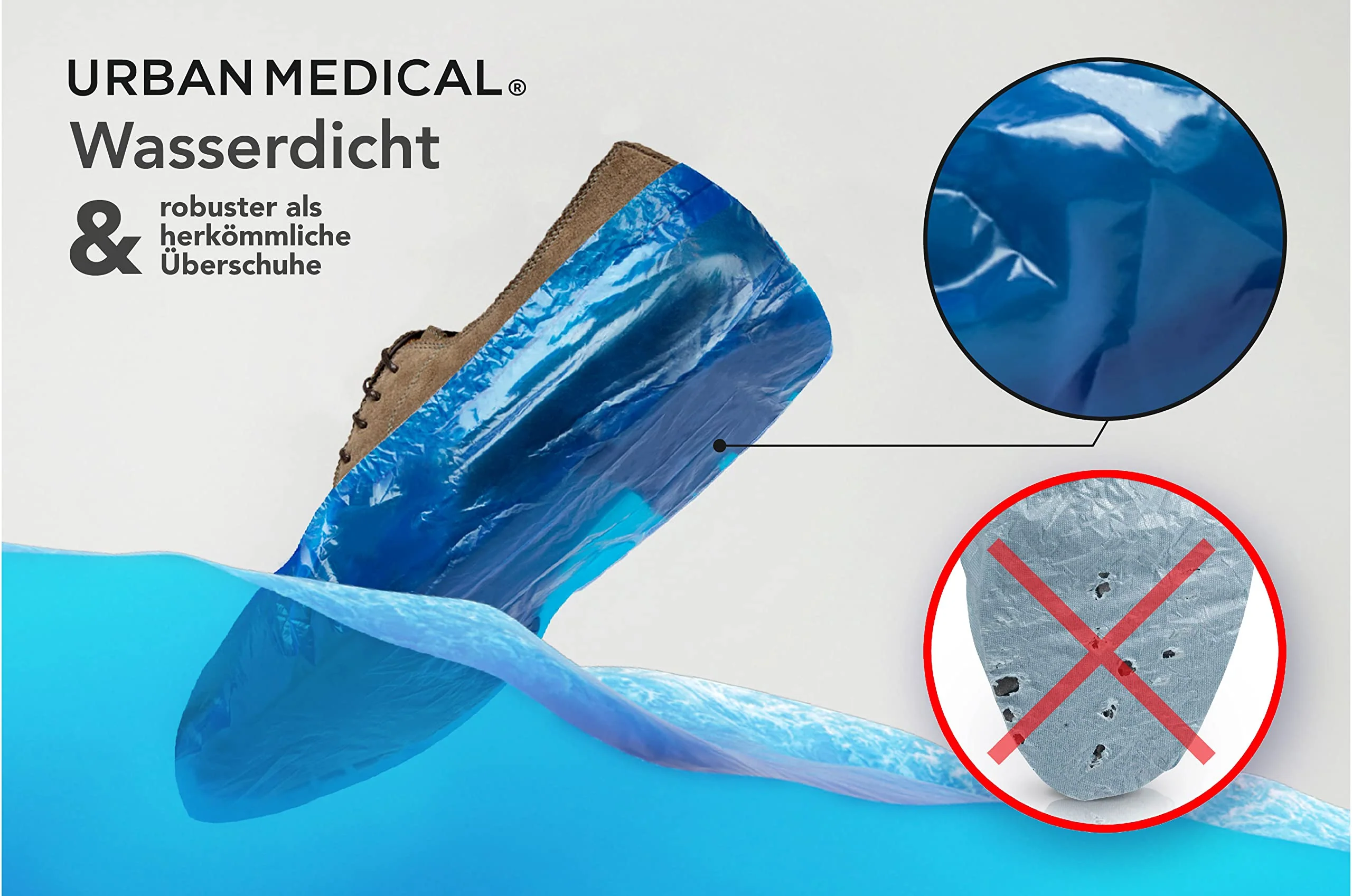 URBAN MEDICAL 100 x Waterproof 5.5 g Disposable / Reusable Shoe Covers - Solid Dry - Tear-Resistant & Puncture Proof - Overshoes for Indoor and Outdoor Use - One Size - Image 5
