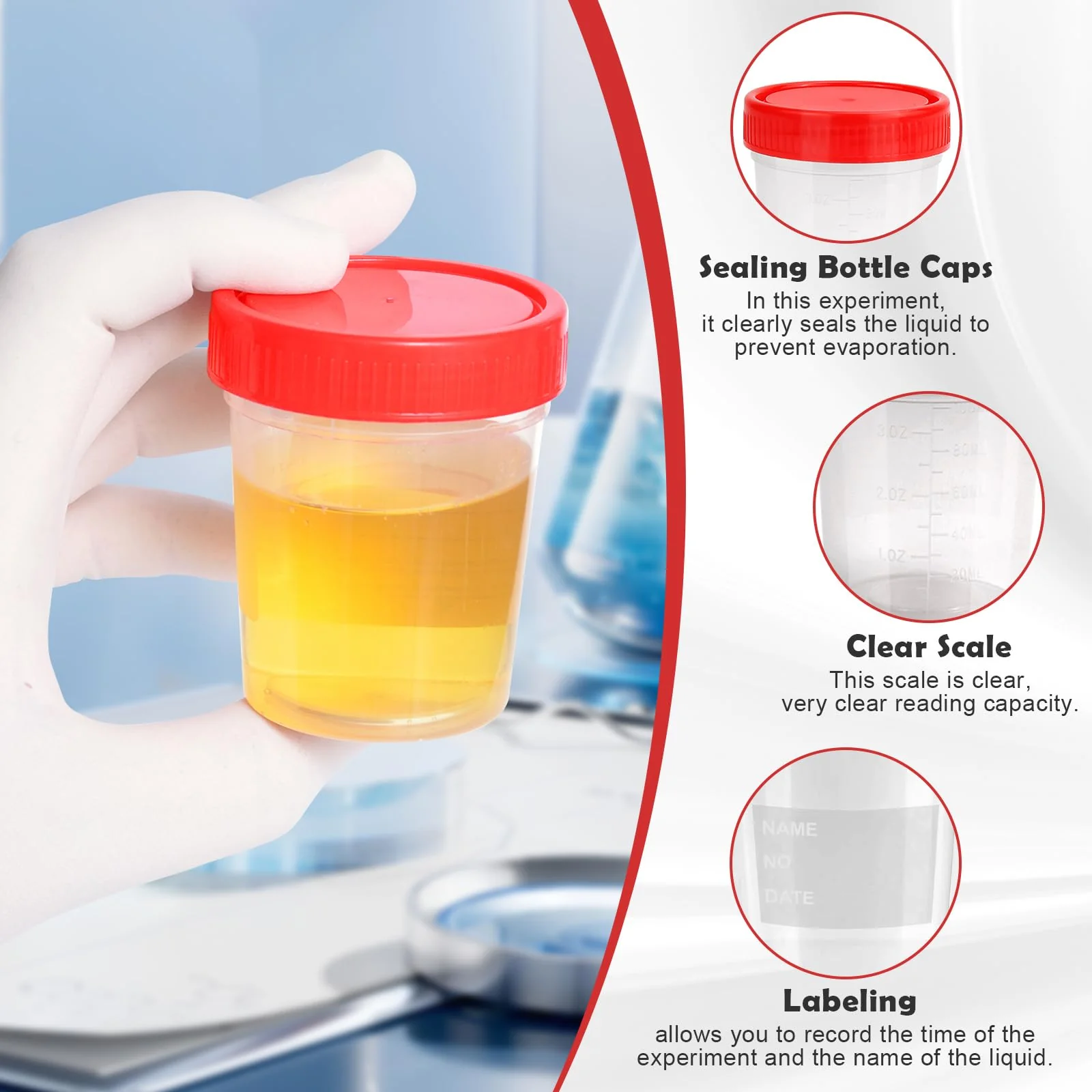 Urine Cup with Screw Lid, 25 Pieces 120 ml Sample Cups, Urine Sample Cup, Sample Container, Urine Container for Crafts, Medicine, Urine Samples - Image 3