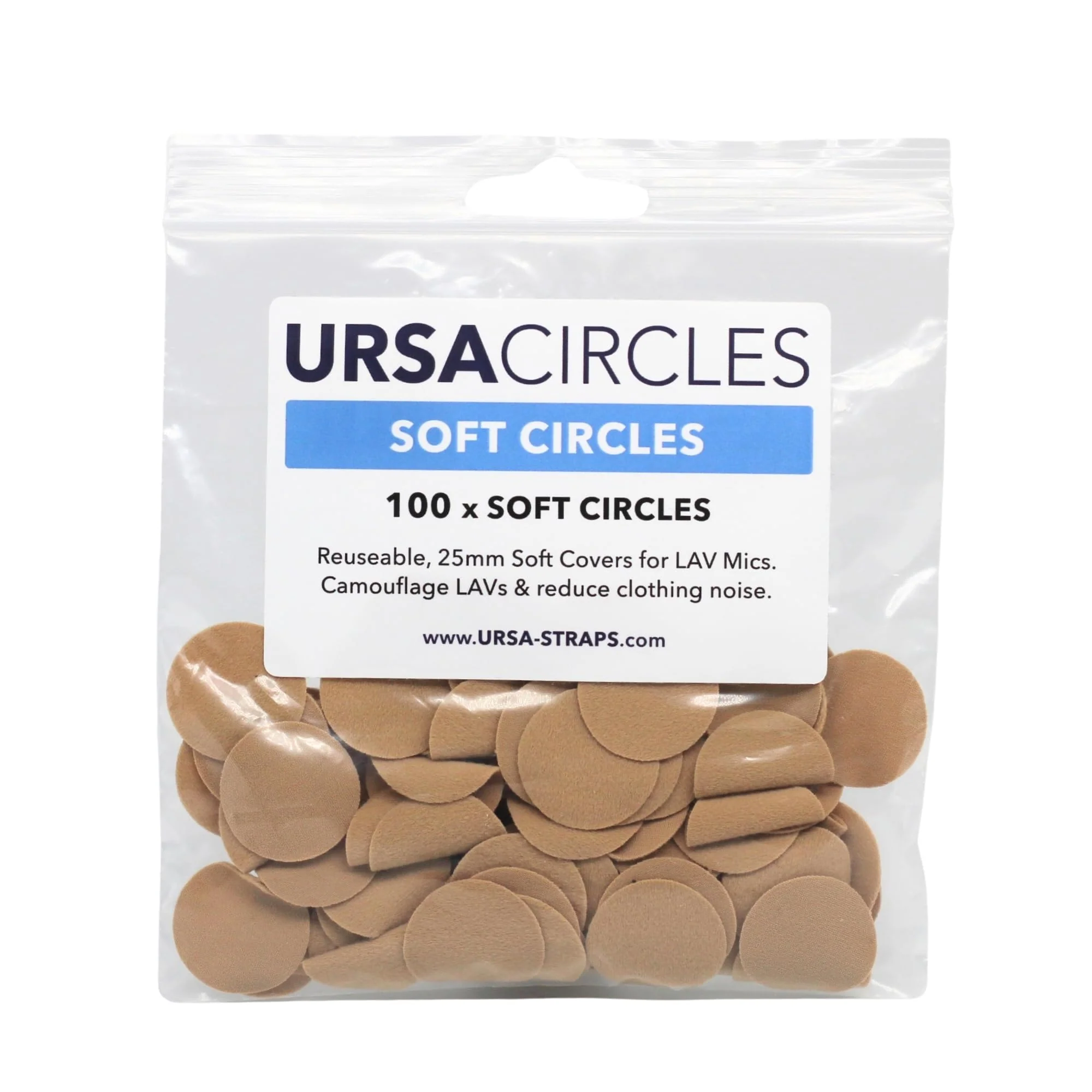 URSA Soft Circles: Reusable Soft Covers That Provide a Shield Against the Wind and Camouflage for Lavalier Mics. (100x Soft Circles, Beige) Single Colour Pack of 100 - Image 8