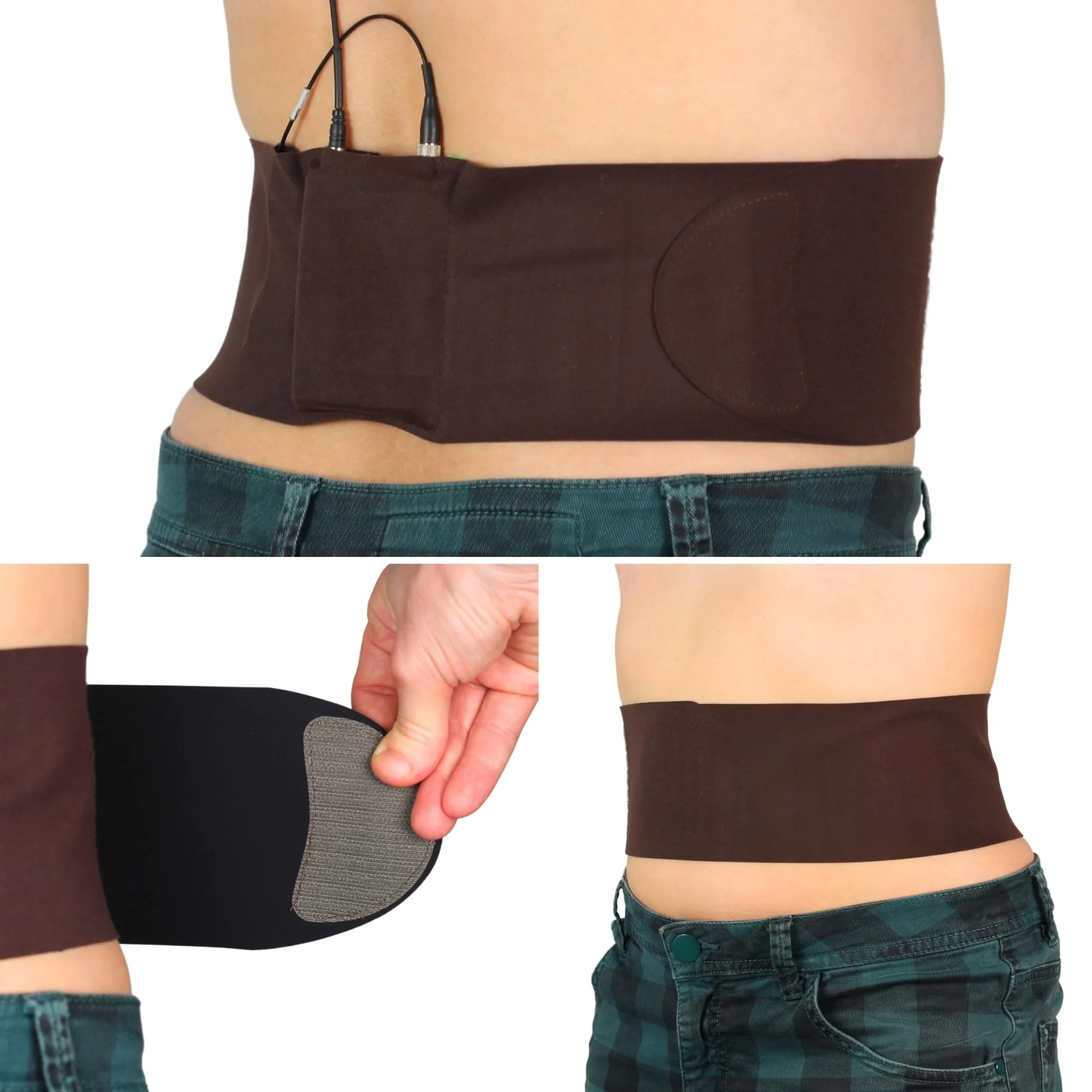 URSA Waist Strap - Ultra Slim, Breathable & Stretchy Microphone Transmitter Straps. Compatible with Most Transmitter/Receivers (Brown, Medium Waist - Big Pouch) - Image 2