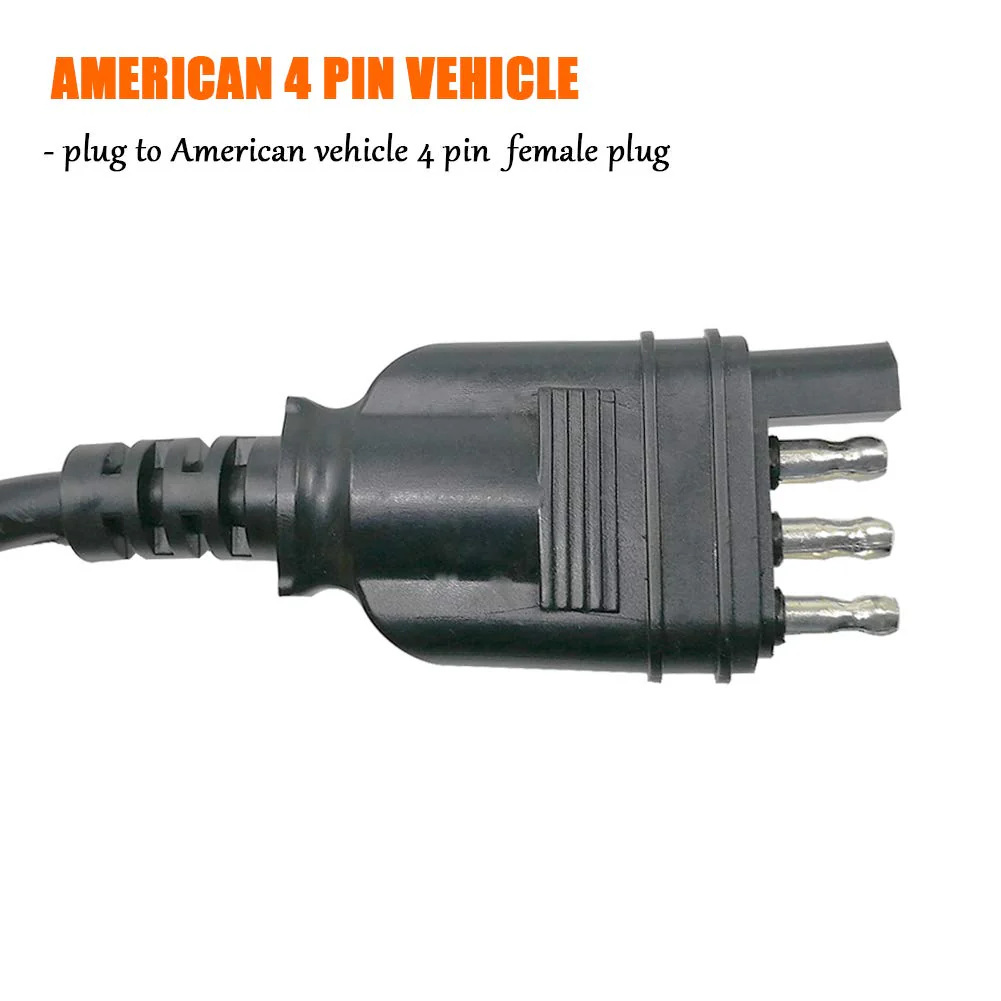 US Vehicle 4-Way Flat Adapter to European 13-Pin Round Plug Trailer Light Converter - Plug and Play Design 4 PIN TO 13 PIN - Image 7