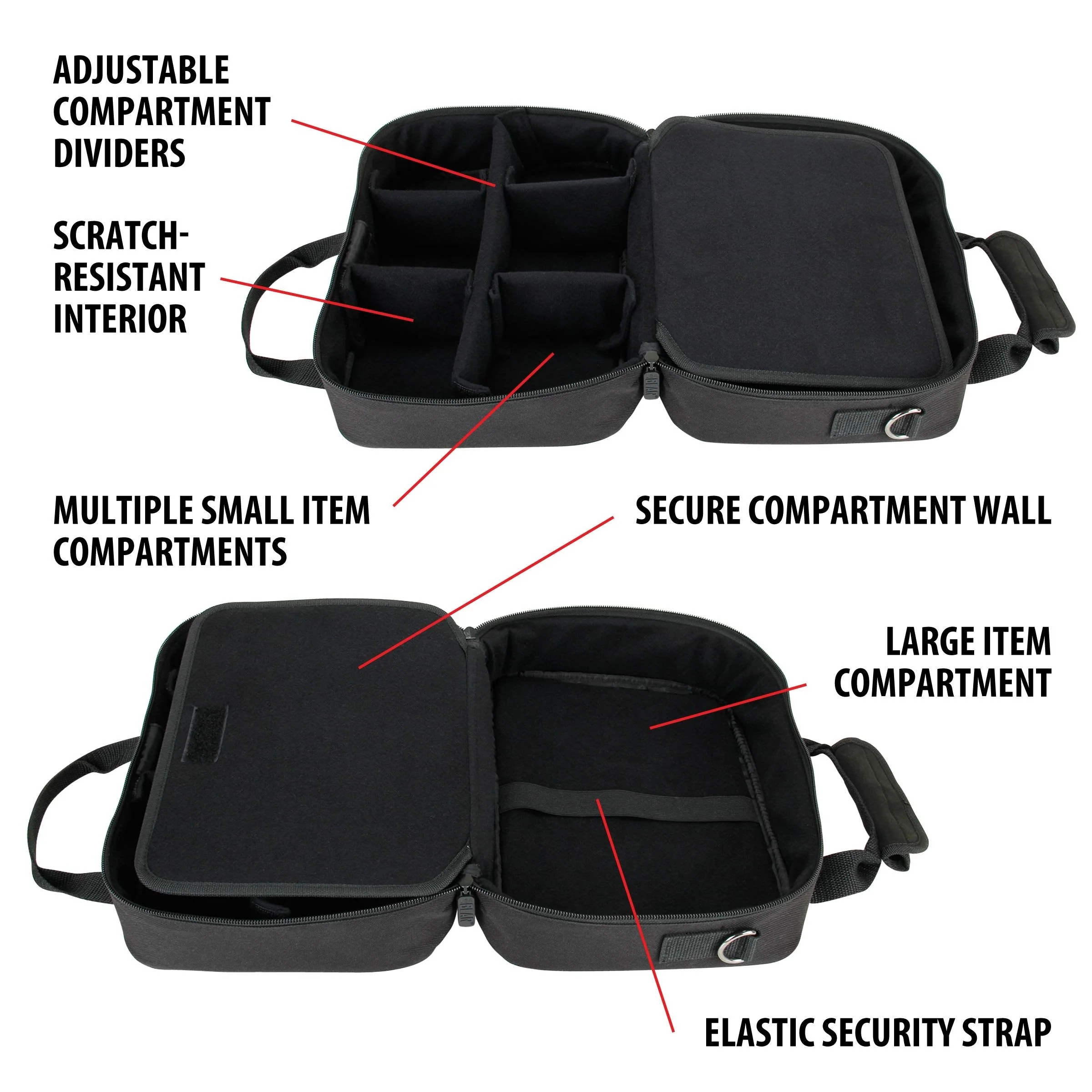 USA Gear Compact Audio DJ Mixer Case - Mixer Bag with Custom Storage for Cables & Microphones Compatible with Behringer Xenyx 802, 502, 1002, Q802USB & More - Scratch & Water Resistant (Black) Black - Image 5