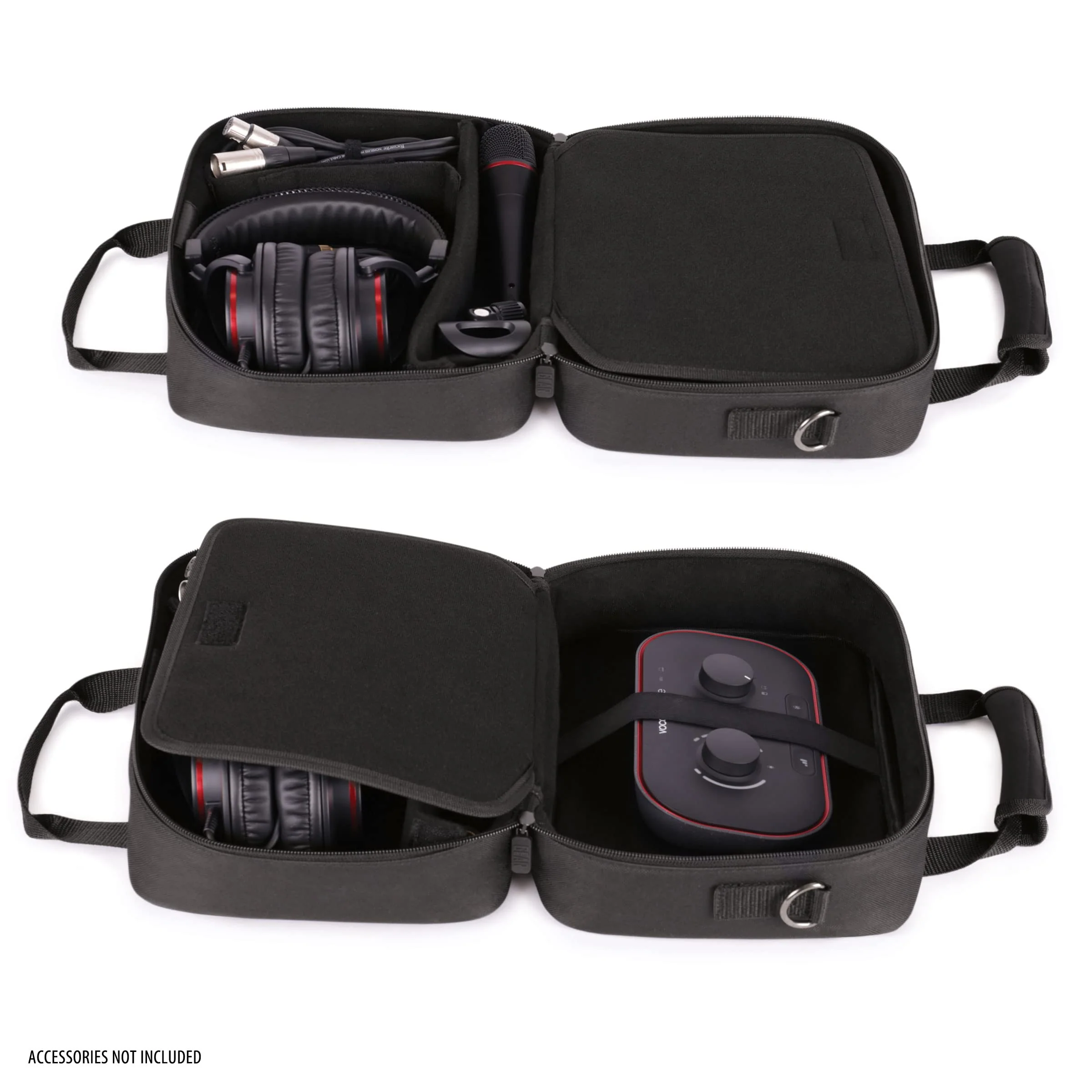 USA GEAR Podcast Equipment Case - Audio Interface Case Compatible with Focusrite Vocaster One Studio and More Studio Equipment - Customizable Interior, Shoulder Strap, and Padded Interior - Black - Image 2