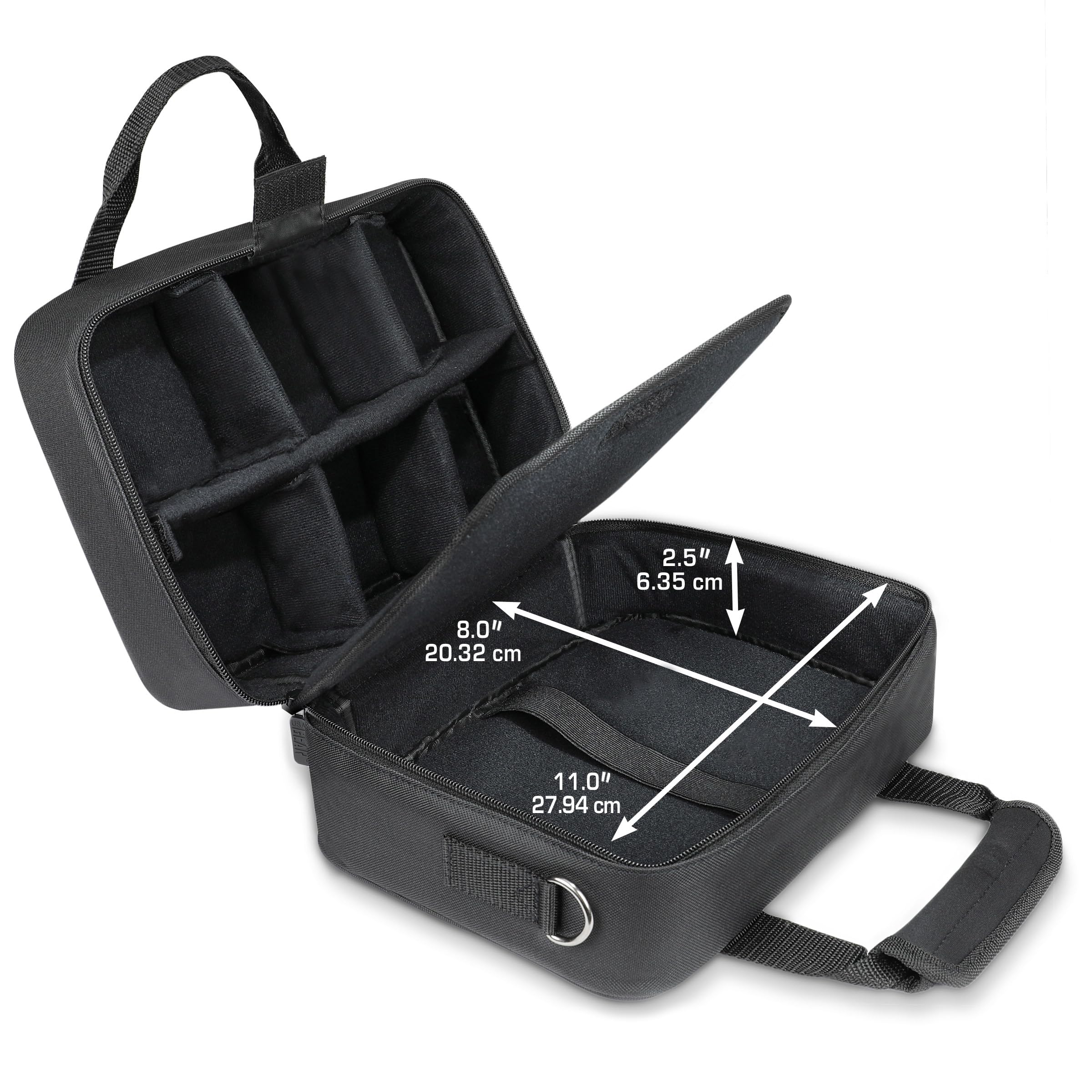 USA GEAR Podcast Equipment Case - Audio Interface Case Compatible with Focusrite Vocaster One Studio and More Studio Equipment - Customizable Interior, Shoulder Strap, and Padded Interior - Black - Image 4