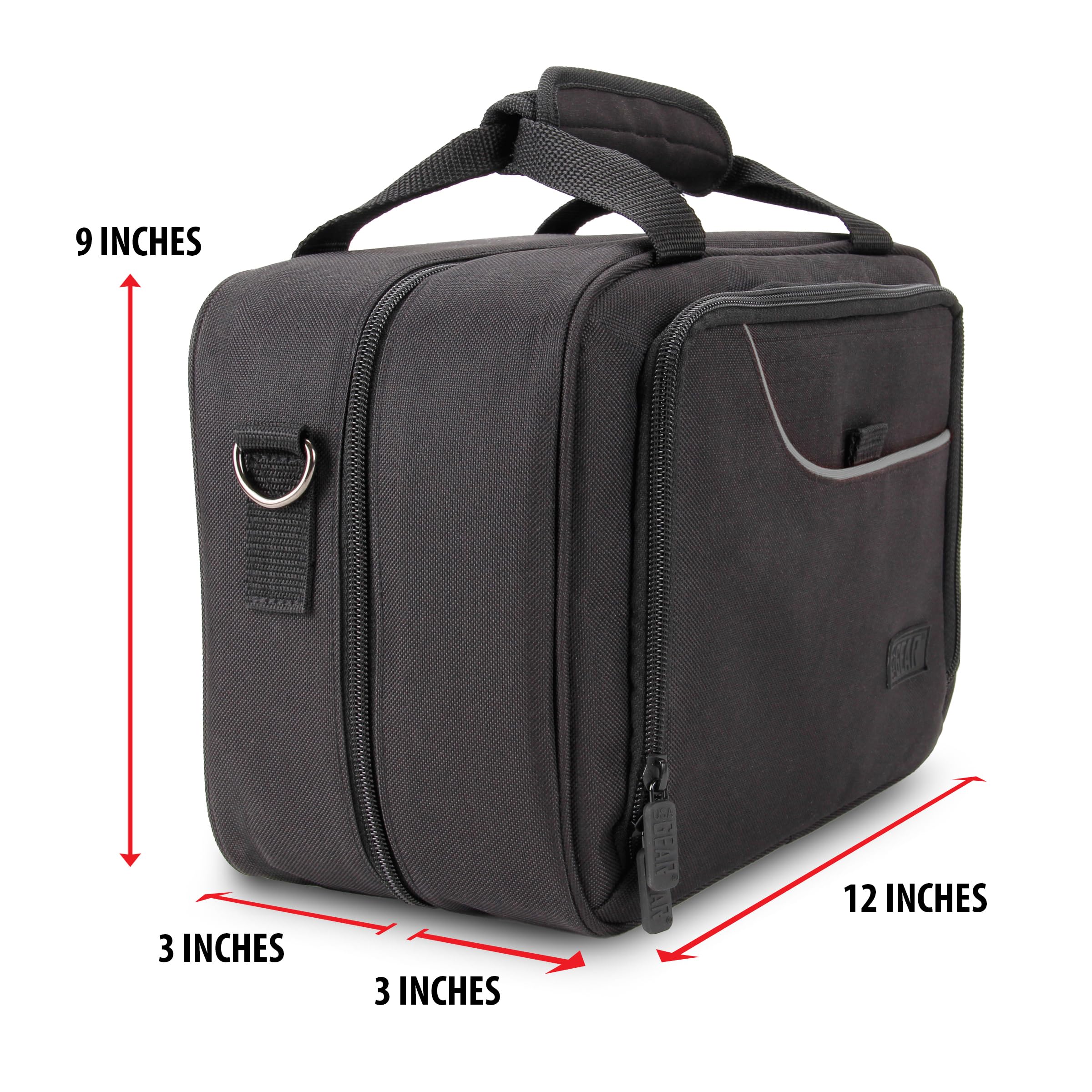 USA GEAR Podcast Equipment Case - Audio Interface Case Compatible with Focusrite Vocaster One Studio and More Studio Equipment - Customizable Interior, Shoulder Strap, and Padded Interior - Black - Image 8