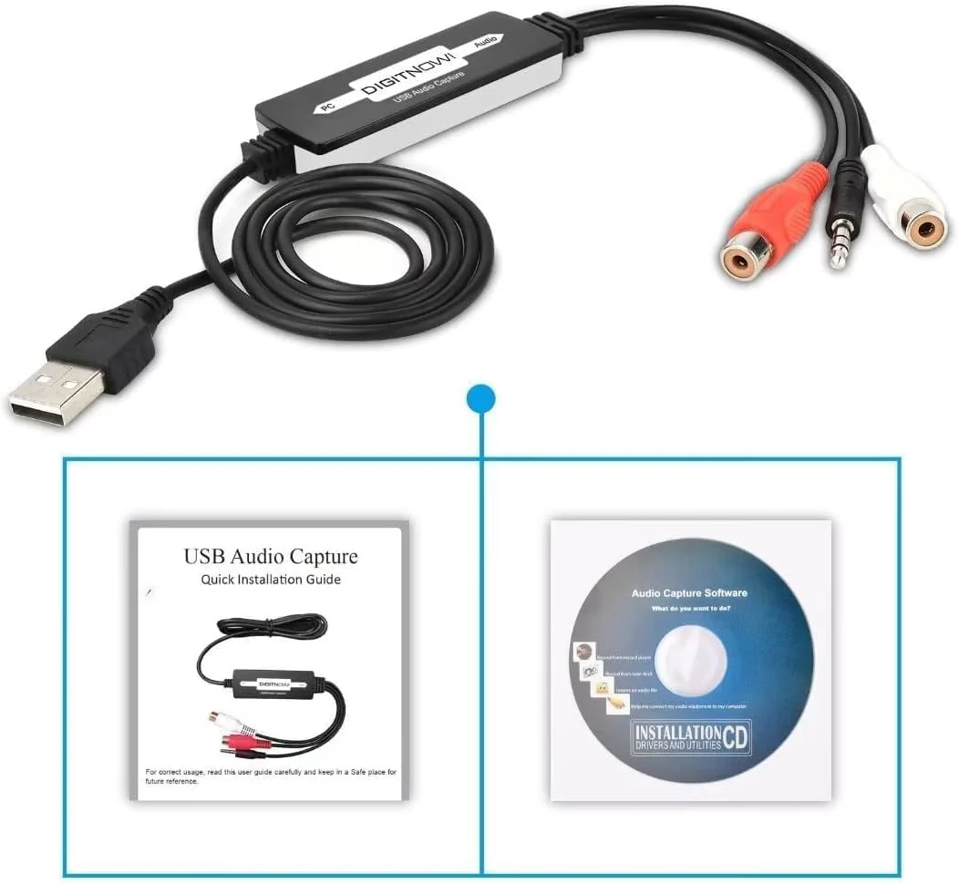 USB 2.0 Audio Capture Card for Vinyl Records, Audio Grabber for Cassette Tapes to Digital MP3 Converter with Stereo RCA/3.5mm Music Interface, Support Mac & Windows 7/8/10/XP/Vista - Image 6