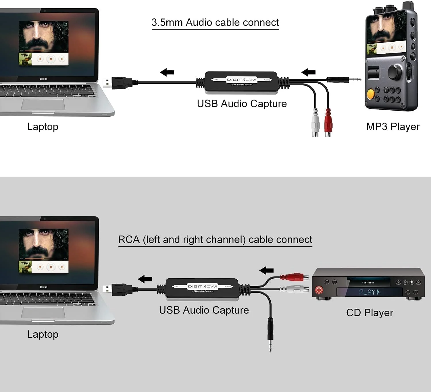 USB 2.0 Audio Capture Card for Vinyl Records, Audio Grabber for Cassette Tapes to Digital MP3 Converter with Stereo RCA/3.5mm Music Interface, Support Mac & Windows 7/8/10/XP/Vista - Image 8