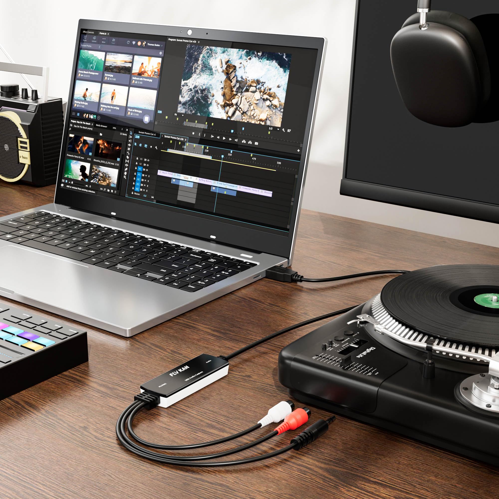 USB 2.0 Audio Grabber with USB-C Adapter – Analog to Digital Converter, Dual RCA/3.5mm Inputs, Vinyl/Cassette to MP3 USB Capture Card for PC/Mac/Linux - Image 5