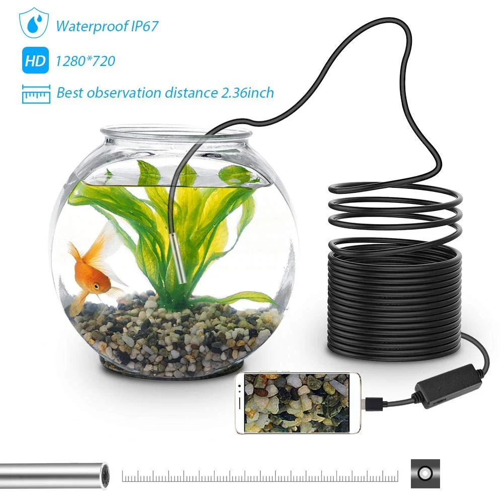 USB 2.0 Endoscope, Akozon 3-in-1 Endoscope Inspection Camera 5.5 mm - 20 m Snake USB 720p Megapixel HD IP67 Waterproof Snake Camera 6 Adjustable LED Light for Smart Android Tab - Image 4