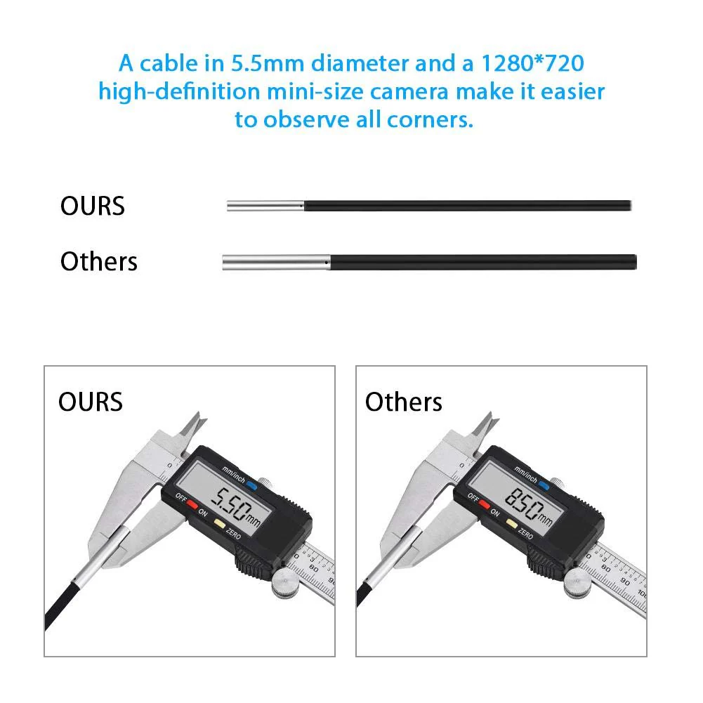 USB 2.0 Endoscope, Akozon 3-in-1 Endoscope Inspection Camera 5.5 mm - 20 m Snake USB 720p Megapixel HD IP67 Waterproof Snake Camera 6 Adjustable LED Light for Smart Android Tab - Image 7