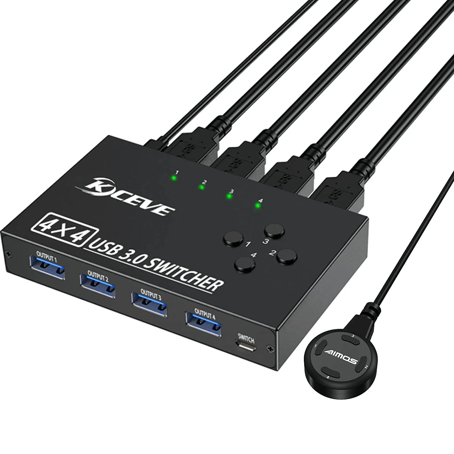 USB 3.0 Switch Selector 4 Port,MLEEDA KVM Switcher 4 Computers Sharing 4 USB Devices,USB Peripheral Switcher for Keyboard Mouse Printer Scanner,with Wired Remote Button and 4 USB 3.0 Cable USB Switch 4 PC - Image 9