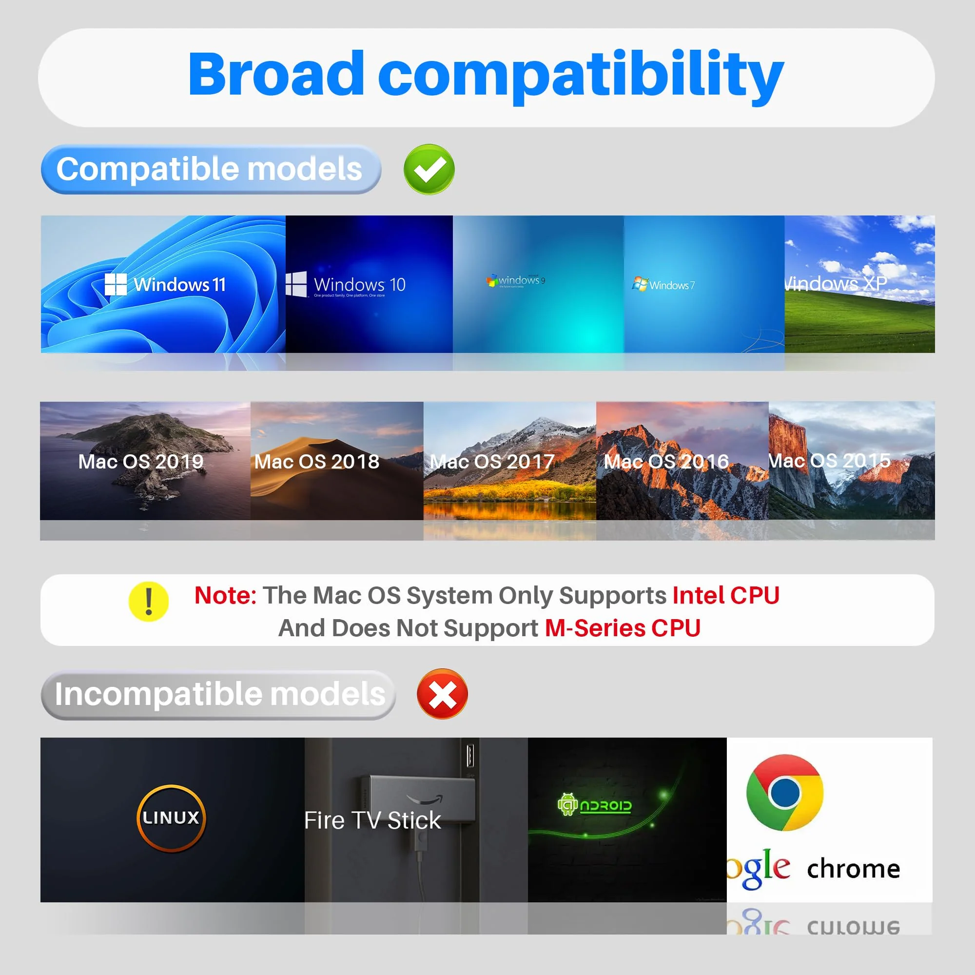 USB 3.0 to VGA Adapter for Monitor, USB A 3.0 Male to VGA Female Adapter Multi-Display Video 1080P Converter for Mac OS(2015-2019),(Windows 11/10/8.1/8/7) and Android (No Support for Chromebook/Linux) USB 3.0 Male to VGA Female - Image 2
