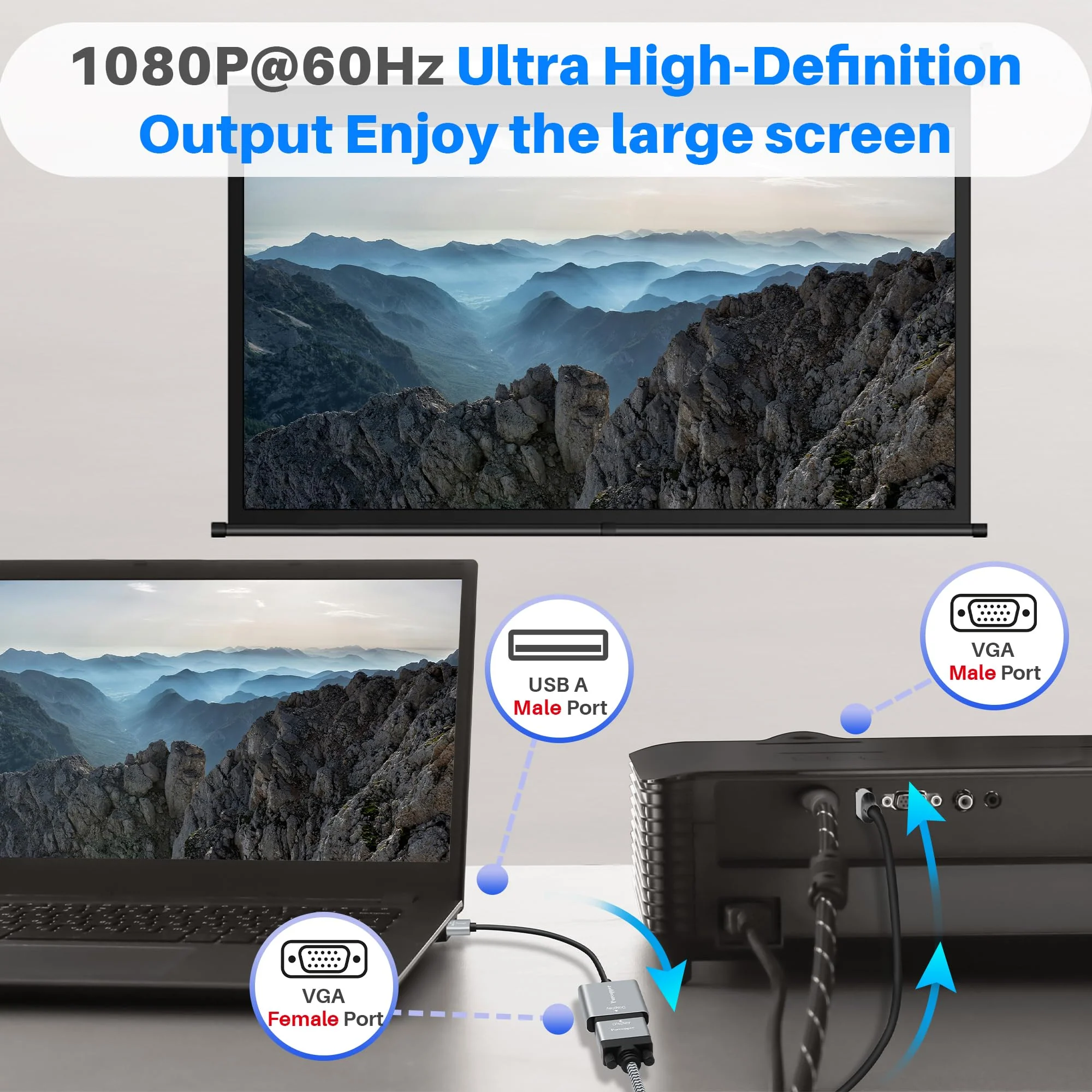 USB 3.0 to VGA Adapter for Monitor, USB A 3.0 Male to VGA Female Adapter Multi-Display Video 1080P Converter for Mac OS(2015-2019),(Windows 11/10/8.1/8/7) and Android (No Support for Chromebook/Linux) USB 3.0 Male to VGA Female - Image 4