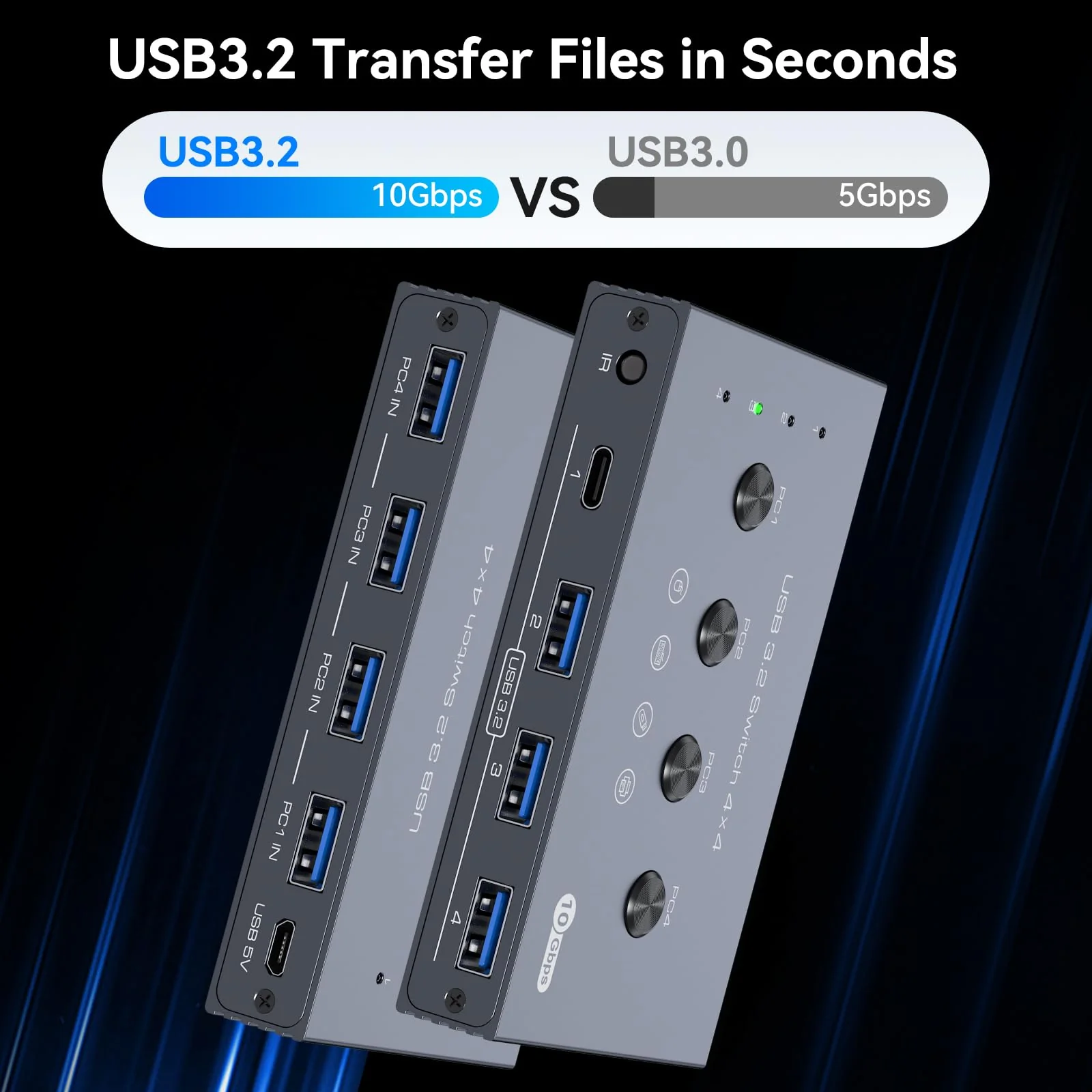 USB 3.2 Switch 4 Computers Share 4 USB Devices 4 Port USB Switcher for Mouse Keyboard Scanner Printer with Remote and Cables USB 3.2 4 PC dark gray - Image 4