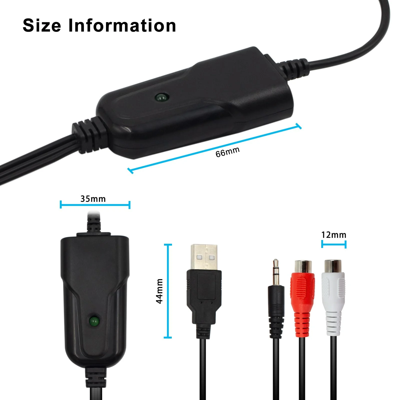 USB Audio Capture Card Grabber for Window 10/11/8/7 / 2000/XP and Vista, Seven，Audio Grabber for Vinyl Cassette Tapes,MD, Phono to Digital MP3 Converter from 3.5mm and R/L Audio Connector - Image 4