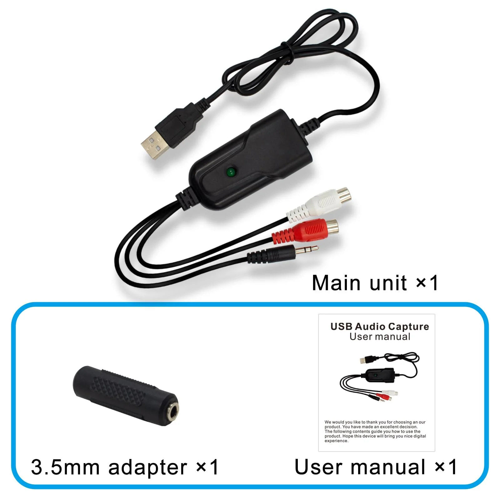 USB Audio Capture Card Grabber for Window 10/11/8/7 / 2000/XP and Vista, Seven，Audio Grabber for Vinyl Cassette Tapes,MD, Phono to Digital MP3 Converter from 3.5mm and R/L Audio Connector - Image 7